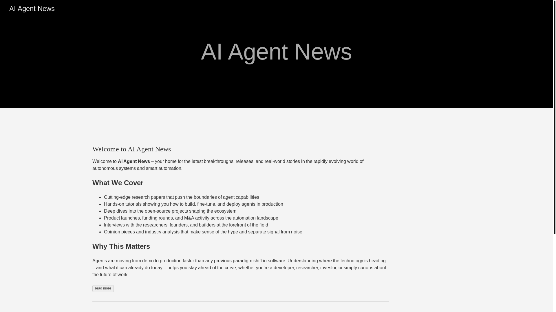website screenshot of https://ai-agent-news.com/