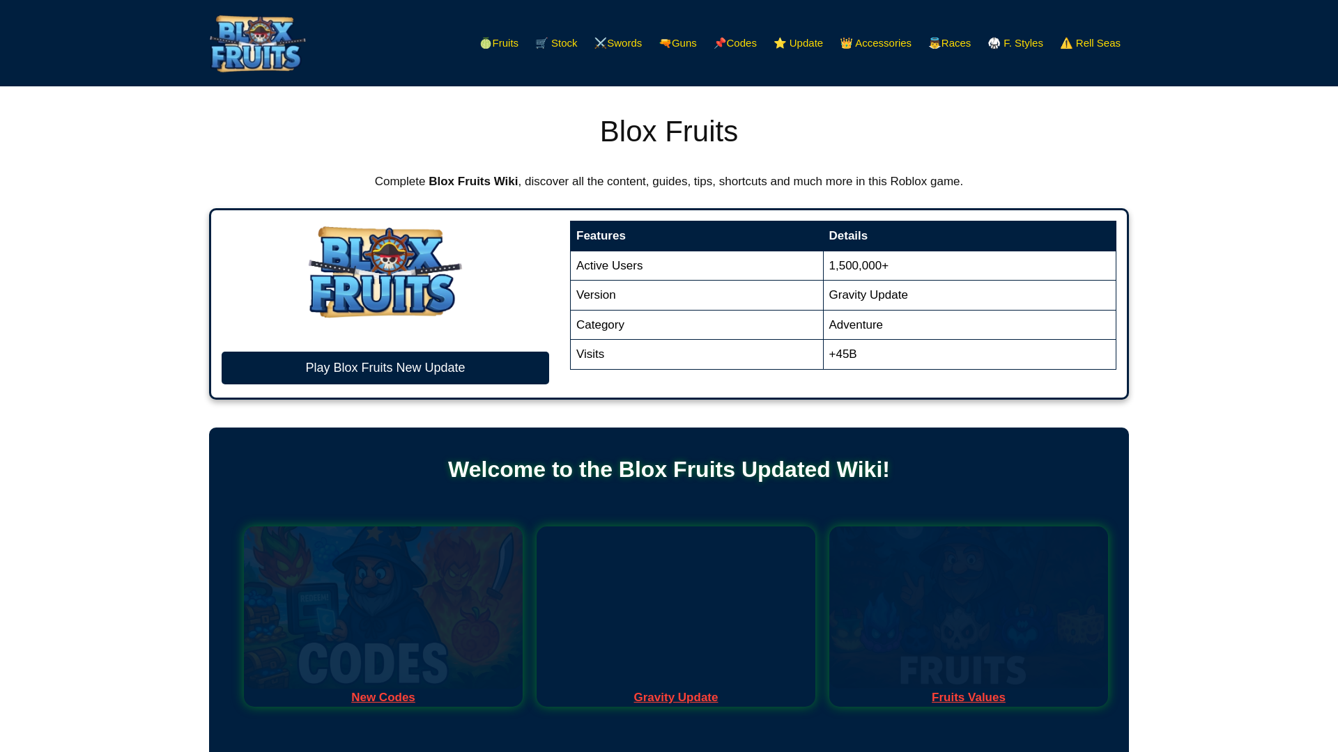 website screenshot of https://blox-fruits.com/