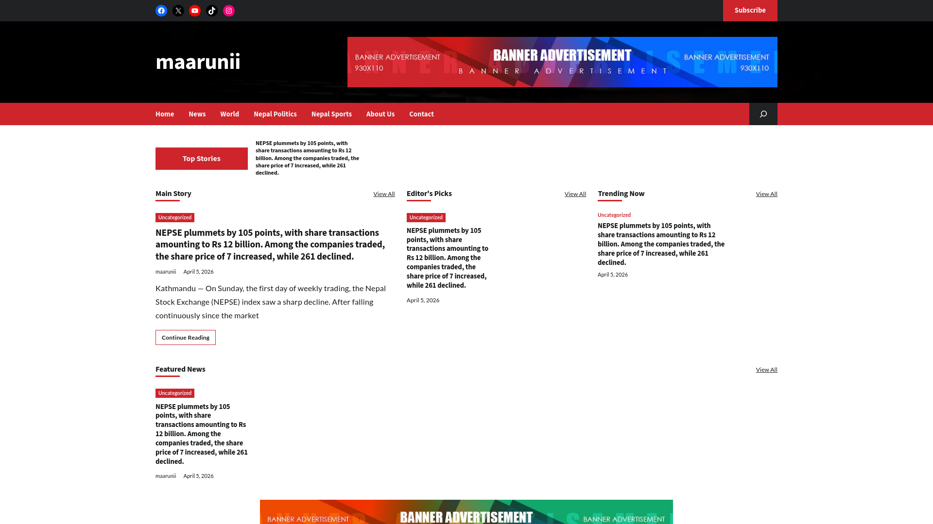 website screenshot of https://maarunii.com/