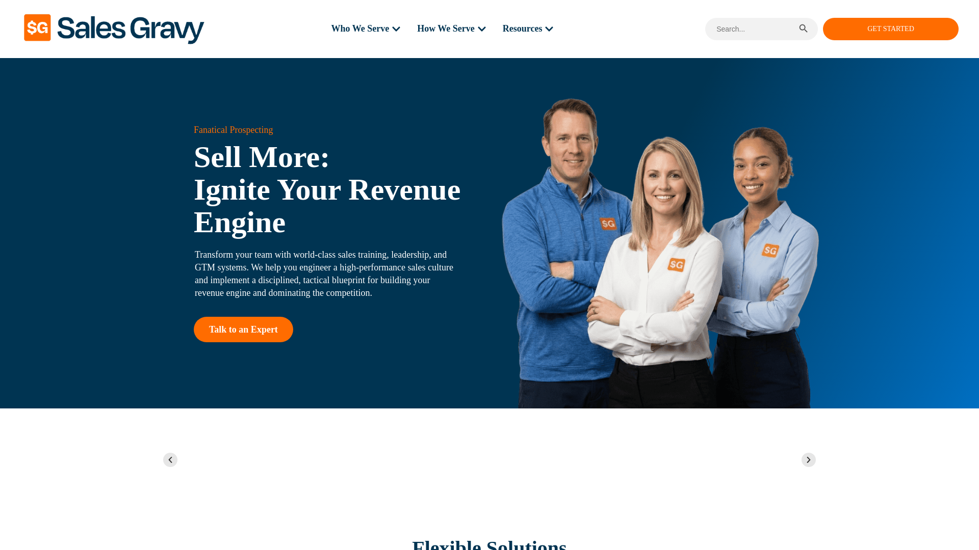 website screenshot of https://salesgravy.com/