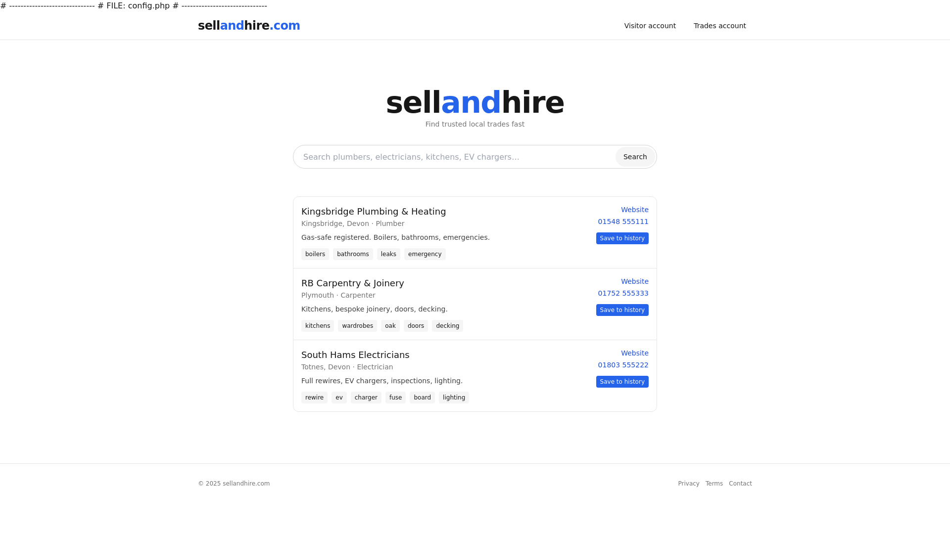 website screenshot of https://sellandhire.com/
