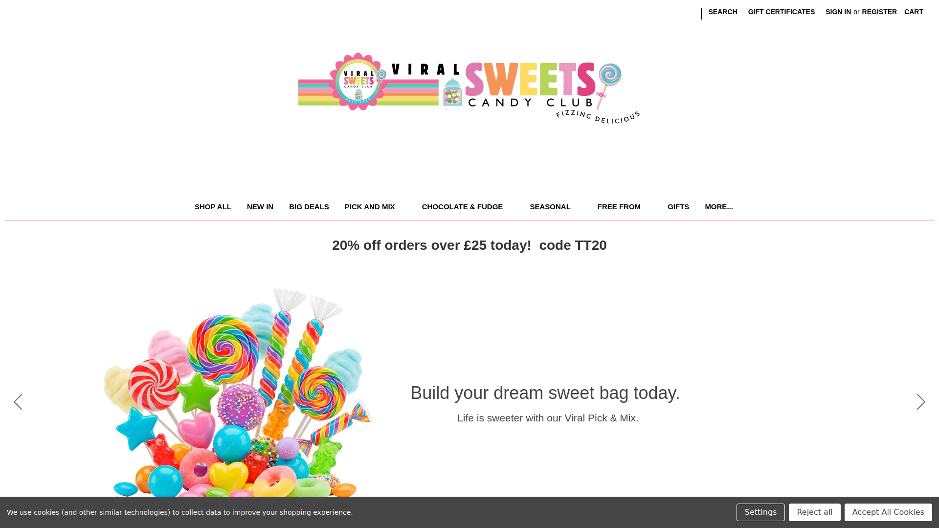 website screenshot of https://viralsweetsclub.com