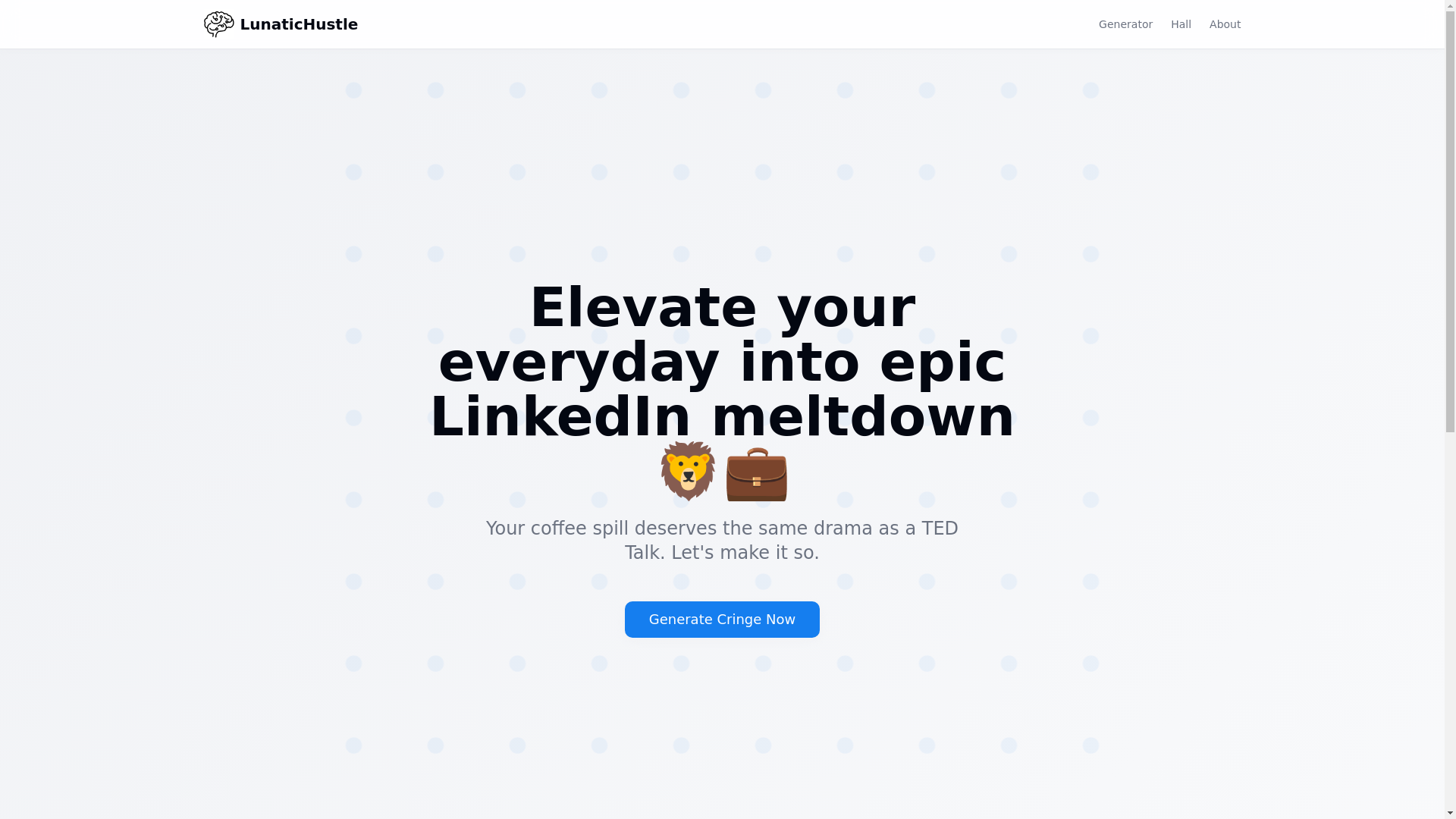 website screenshot of https://lunatichustle.fun/