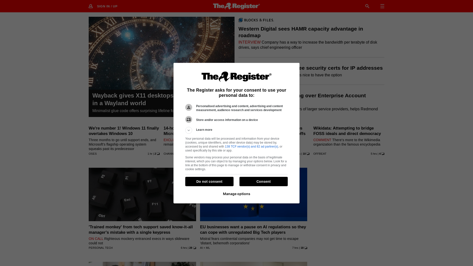 website screenshot of https://theregister.com