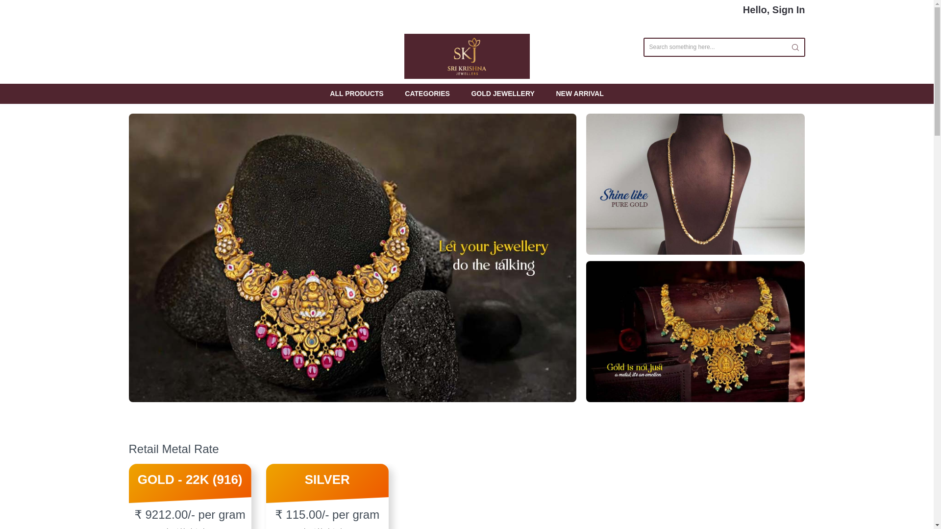 website screenshot of https://srikrishnajewellersponneri.com/