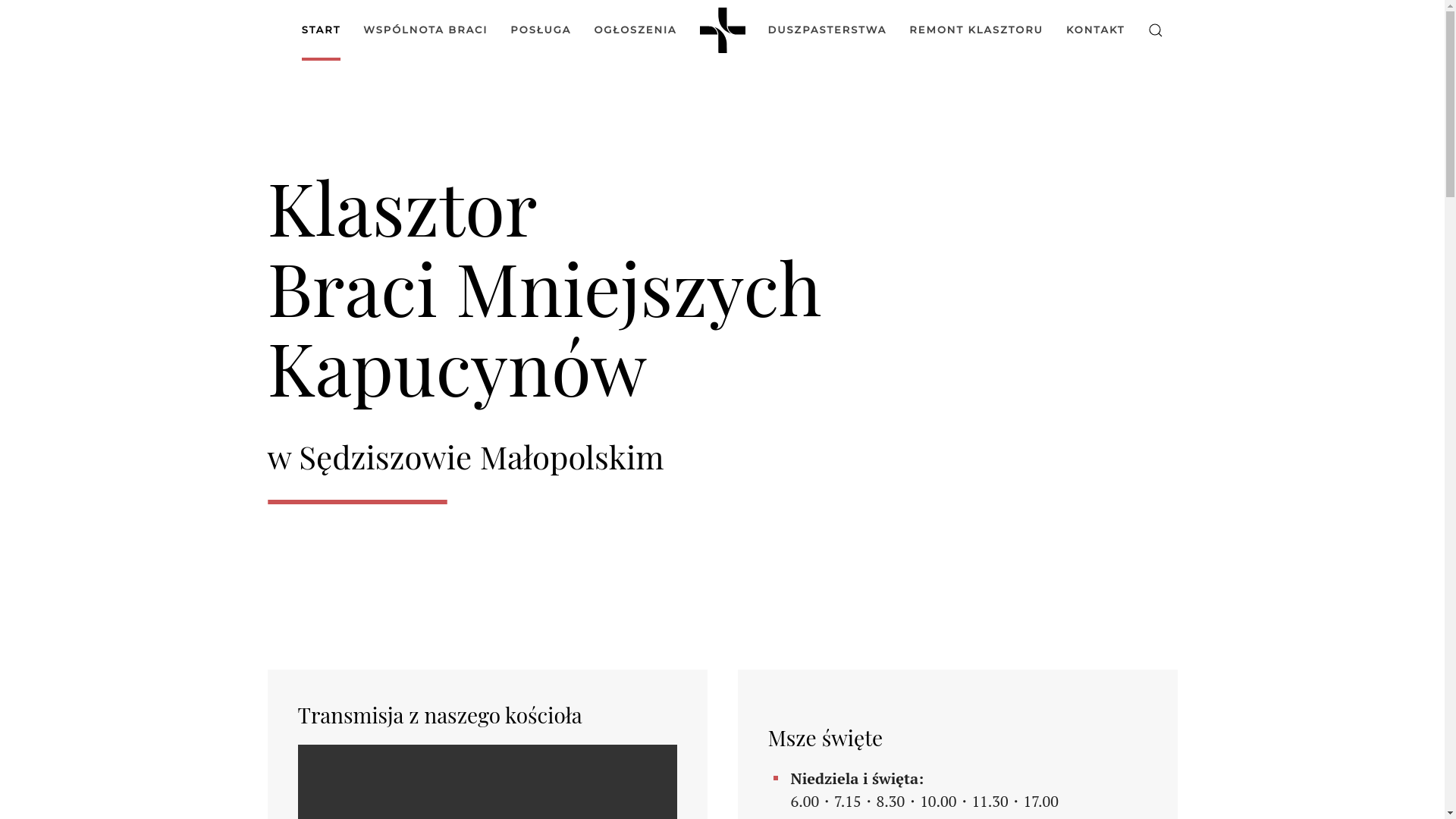 website screenshot of https://sedziszow.kapucyni.pl/