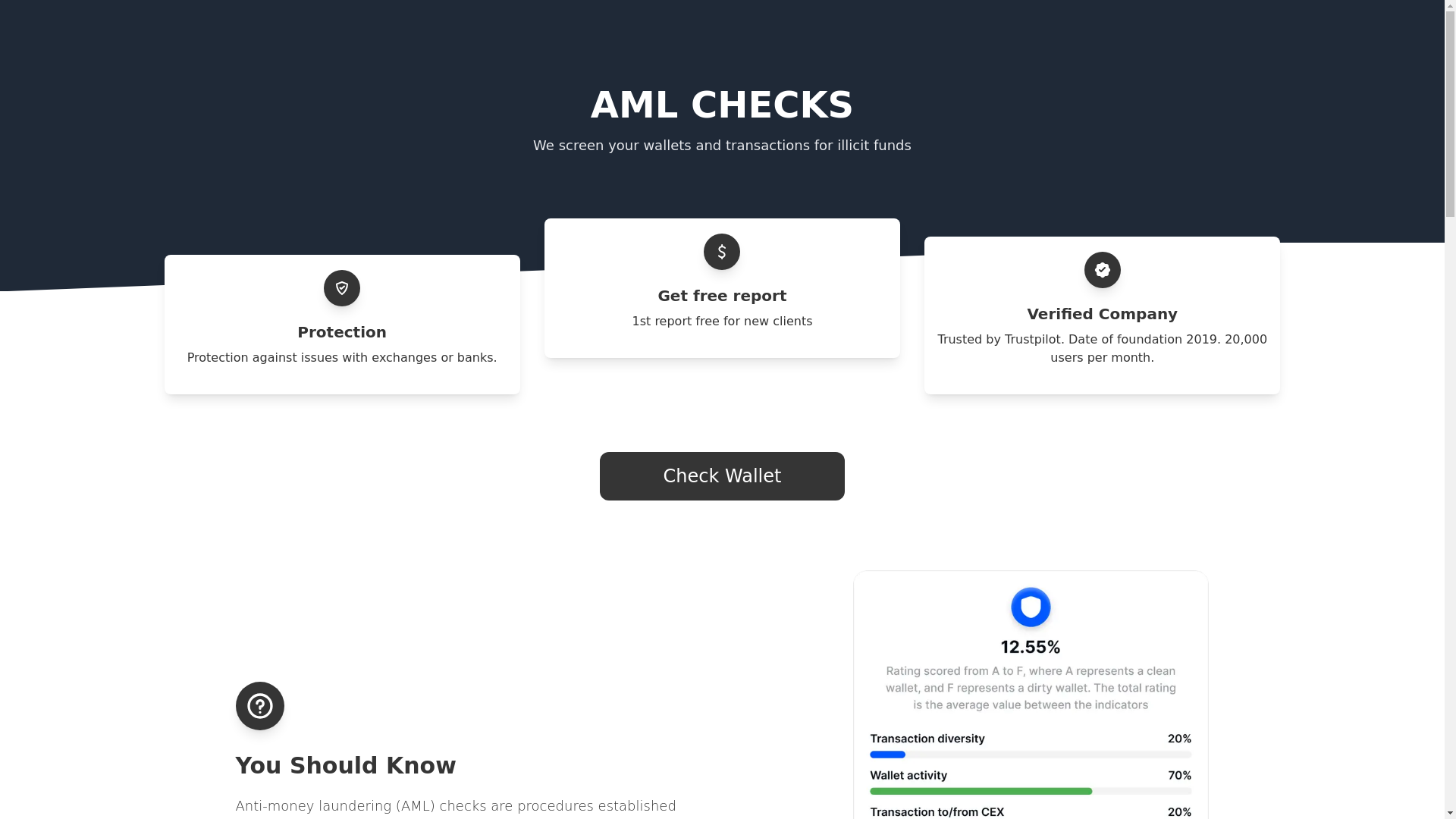 website screenshot of https://aml-checks.one/