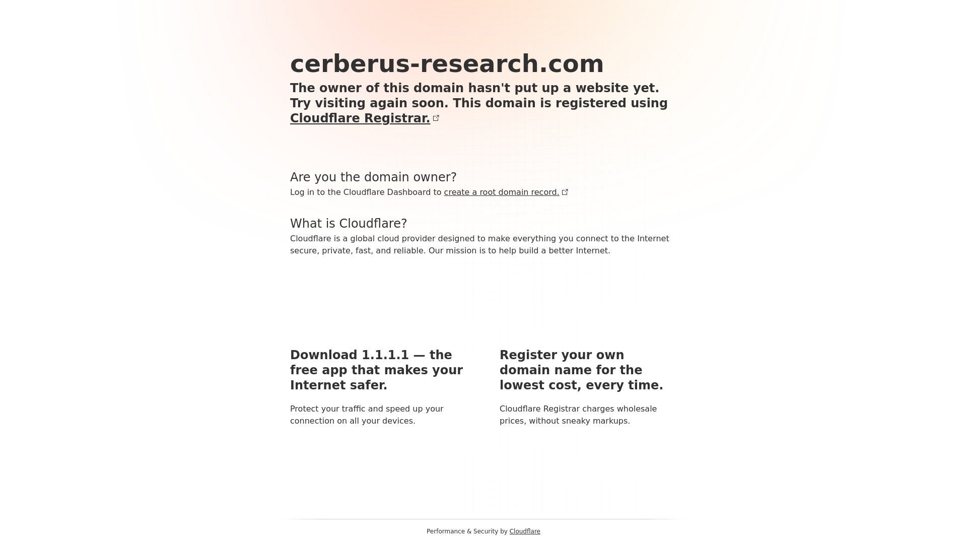 website screenshot of https://cerberus-research.com/