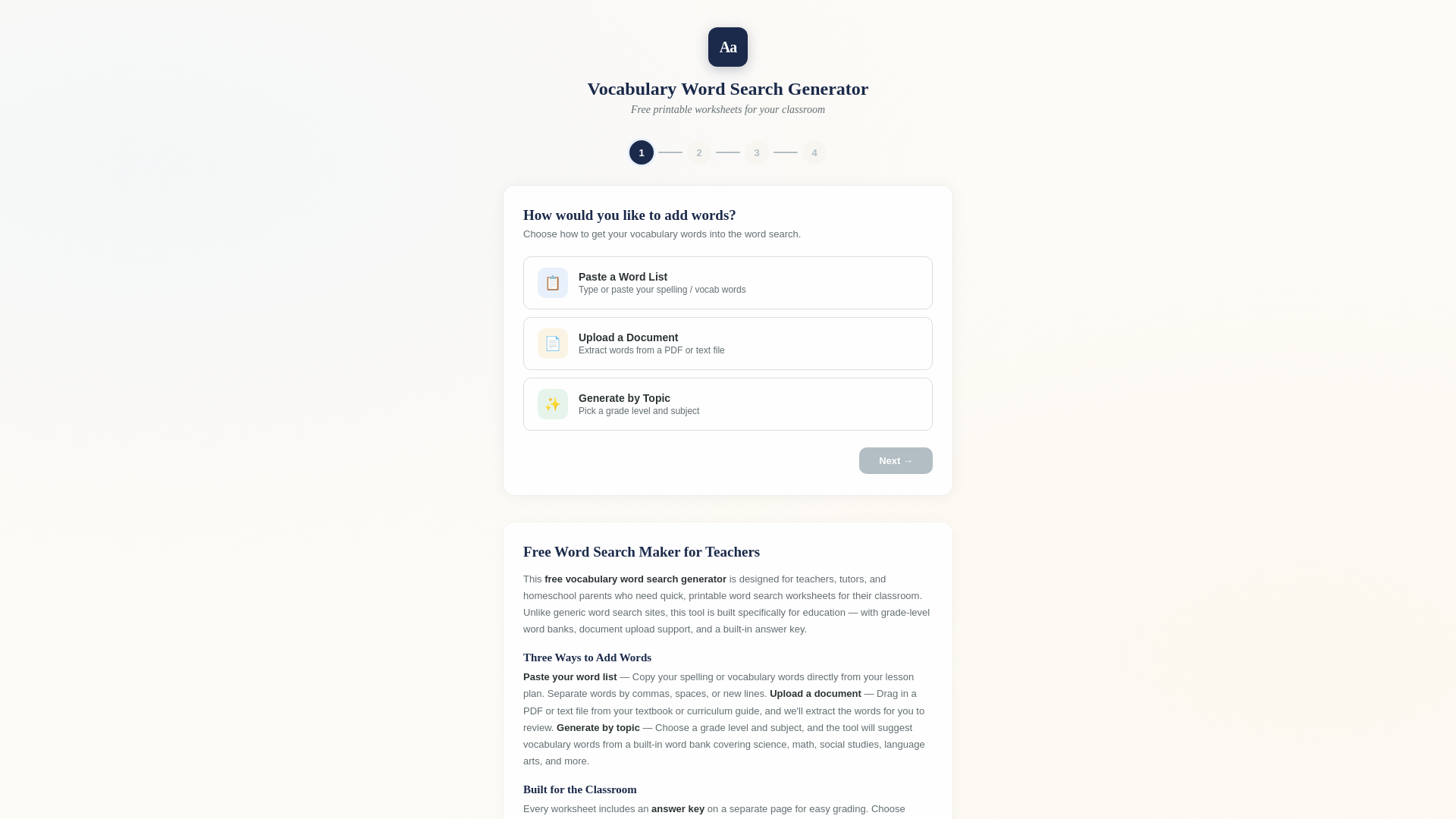 website screenshot of https://freevocabwordsearch.com/
