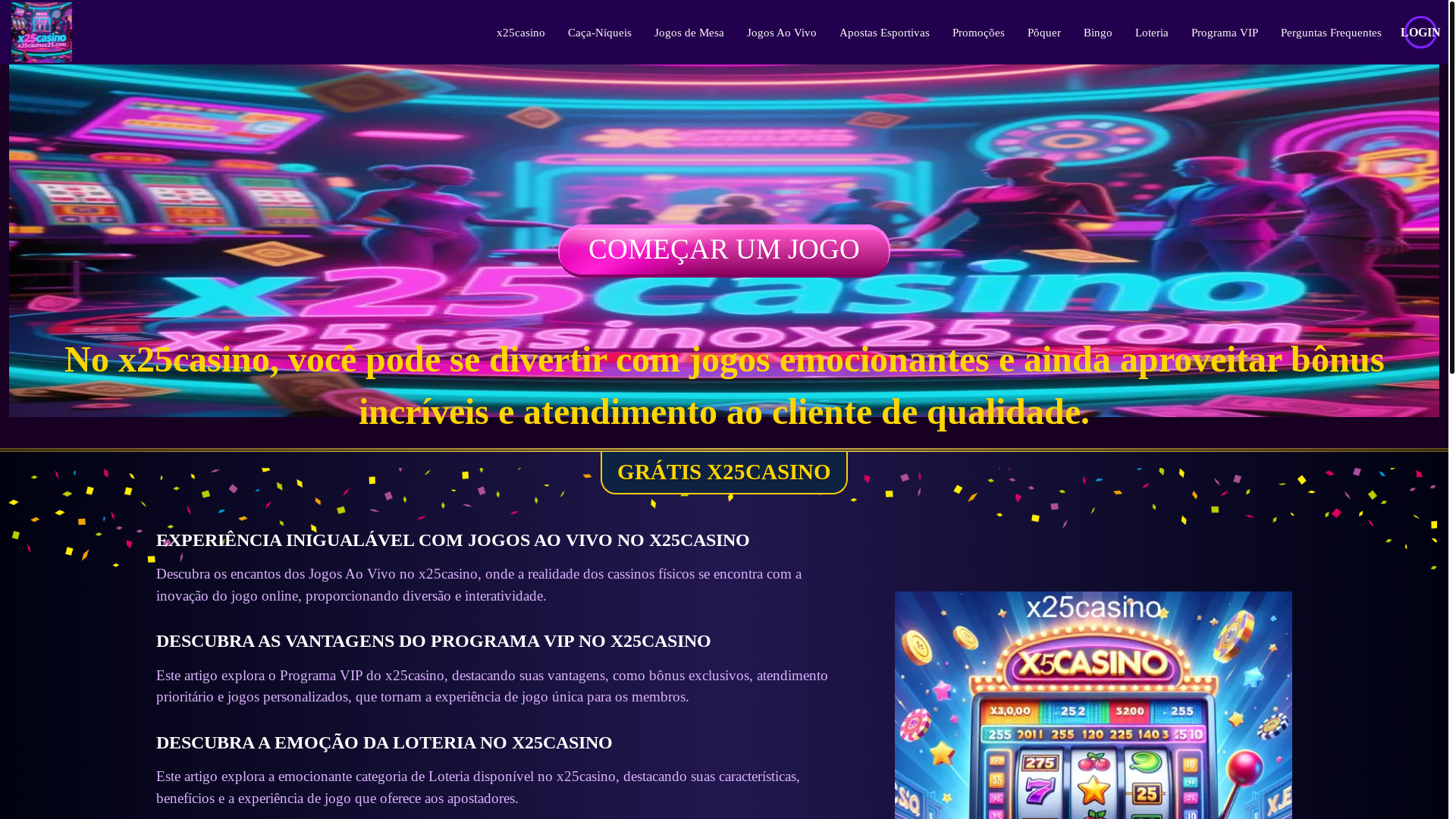 website screenshot of https://x25casinox25.com/
