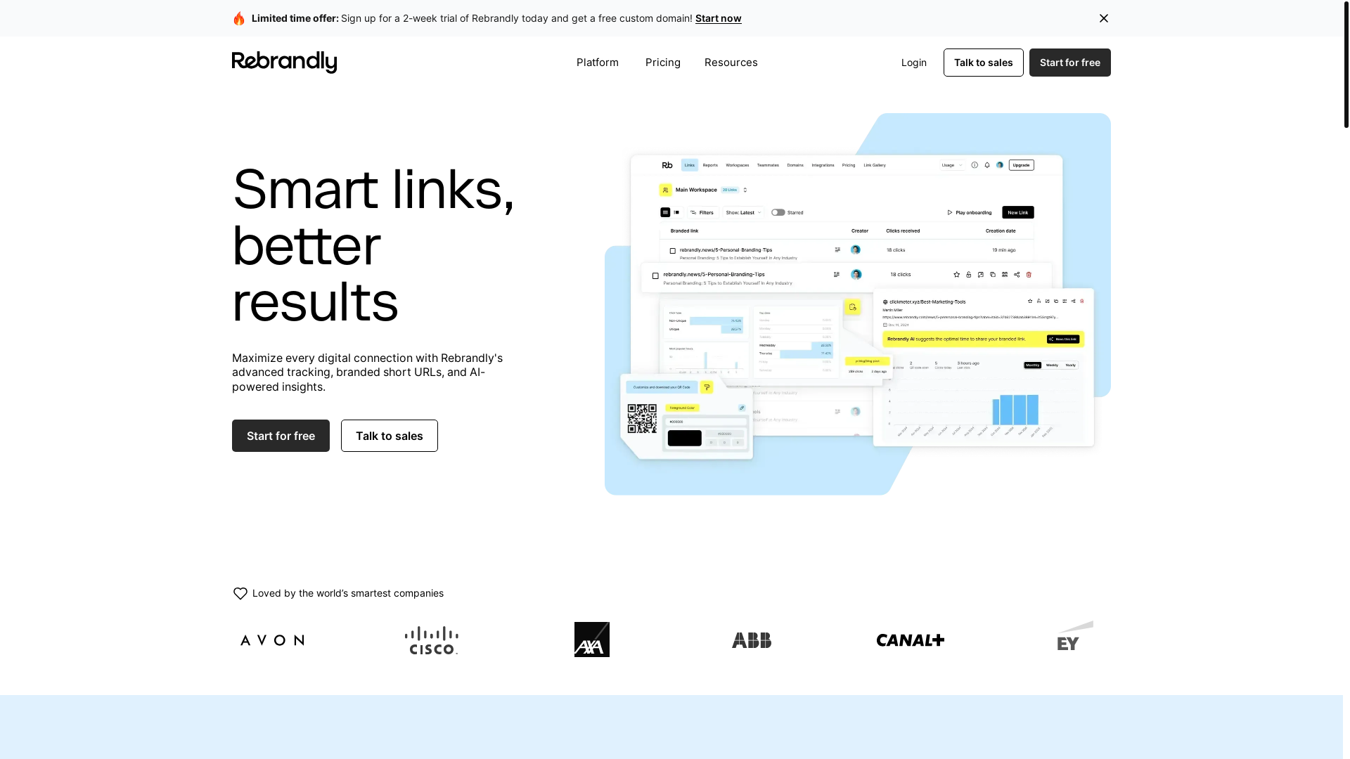 website screenshot of https://rebrandly.com/