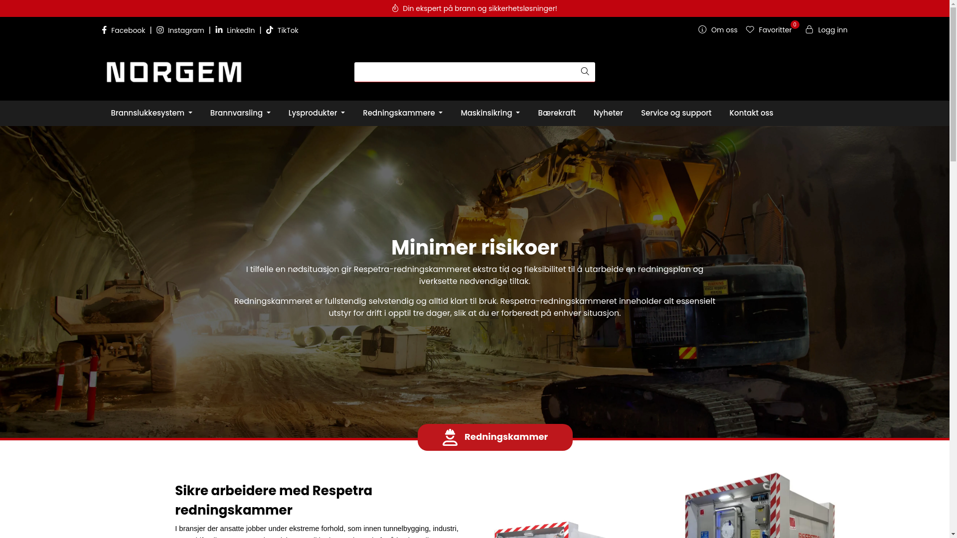 website screenshot of https://redningscontainer.no/