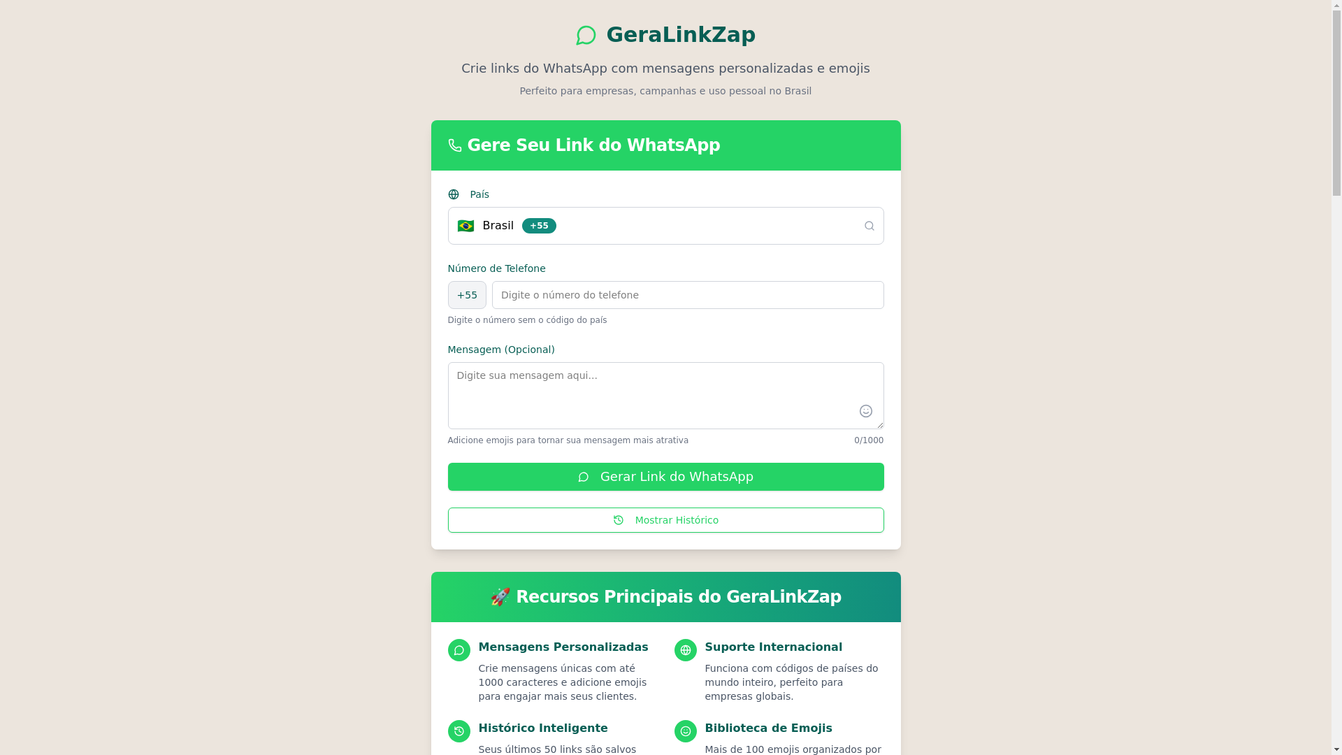 website screenshot of https://geralinkzap.pages.dev/