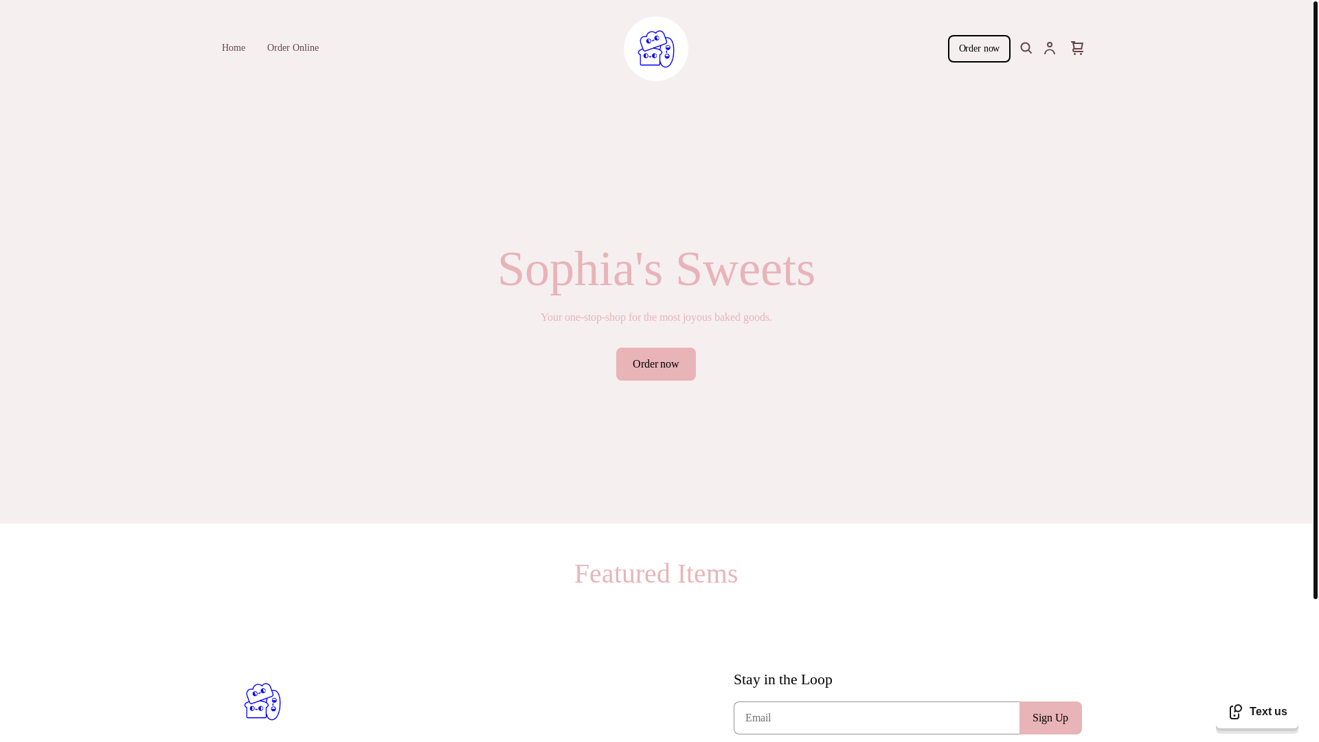 website screenshot of https://sophias-sweets.com/