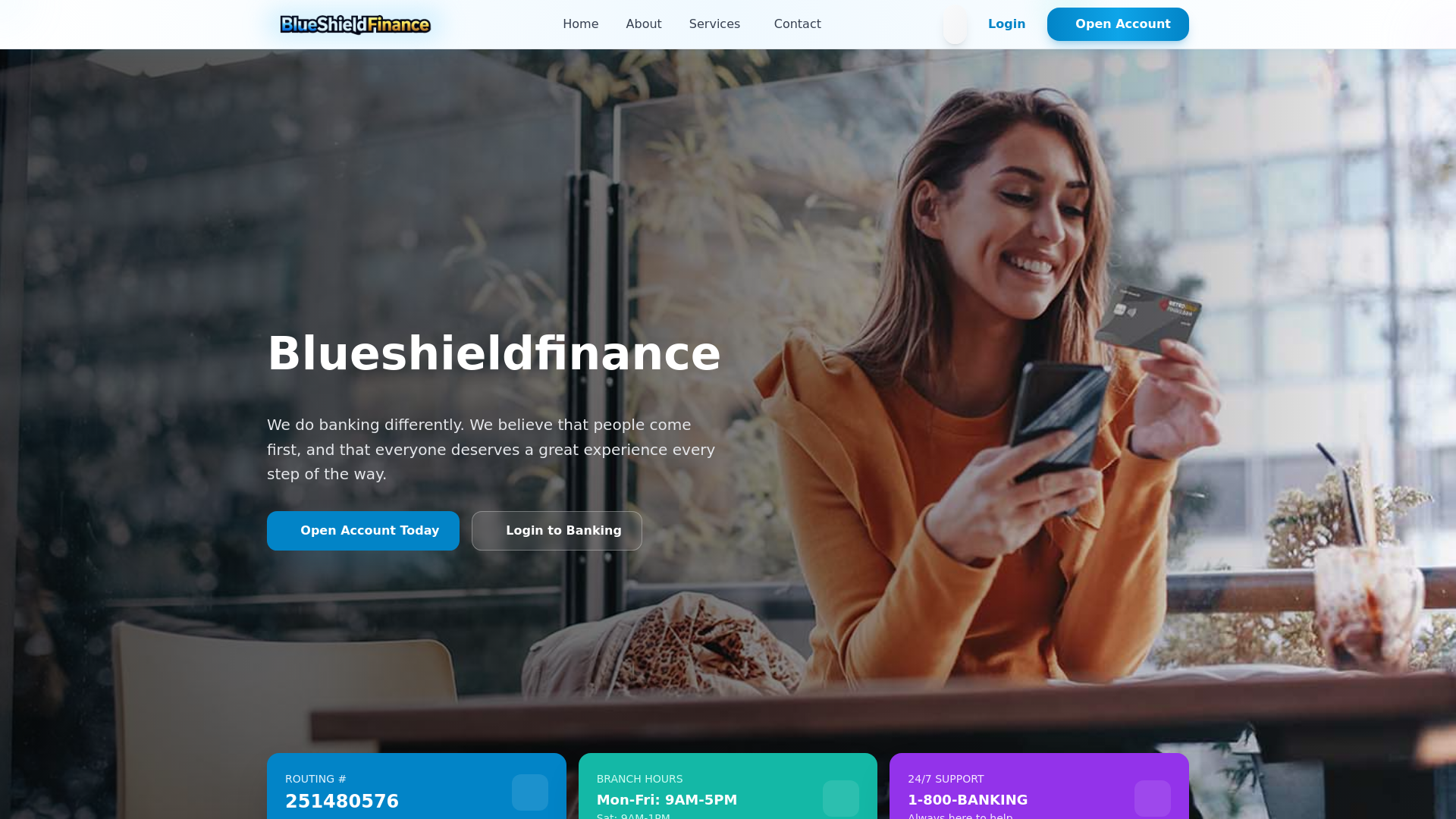 website screenshot of https://blueshieldfinance.org