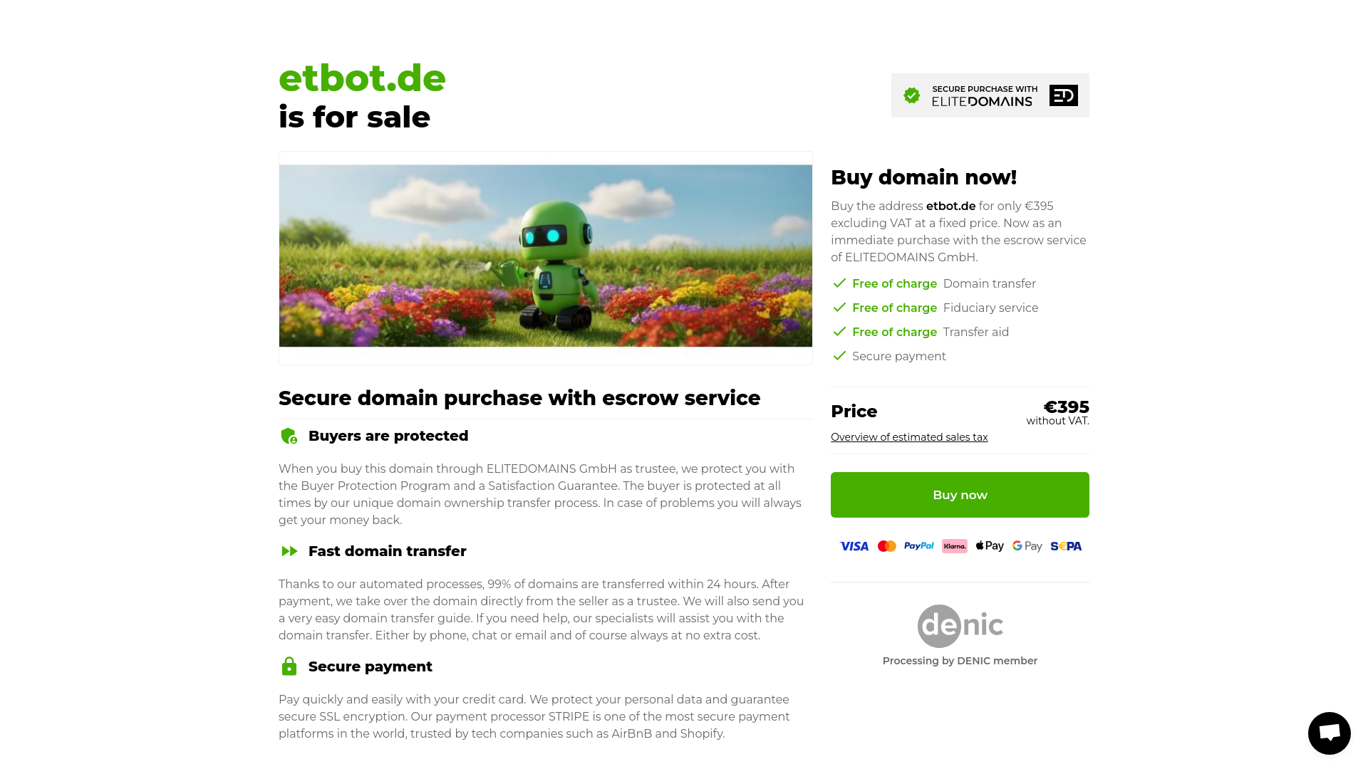 website screenshot of https://etbot.de/