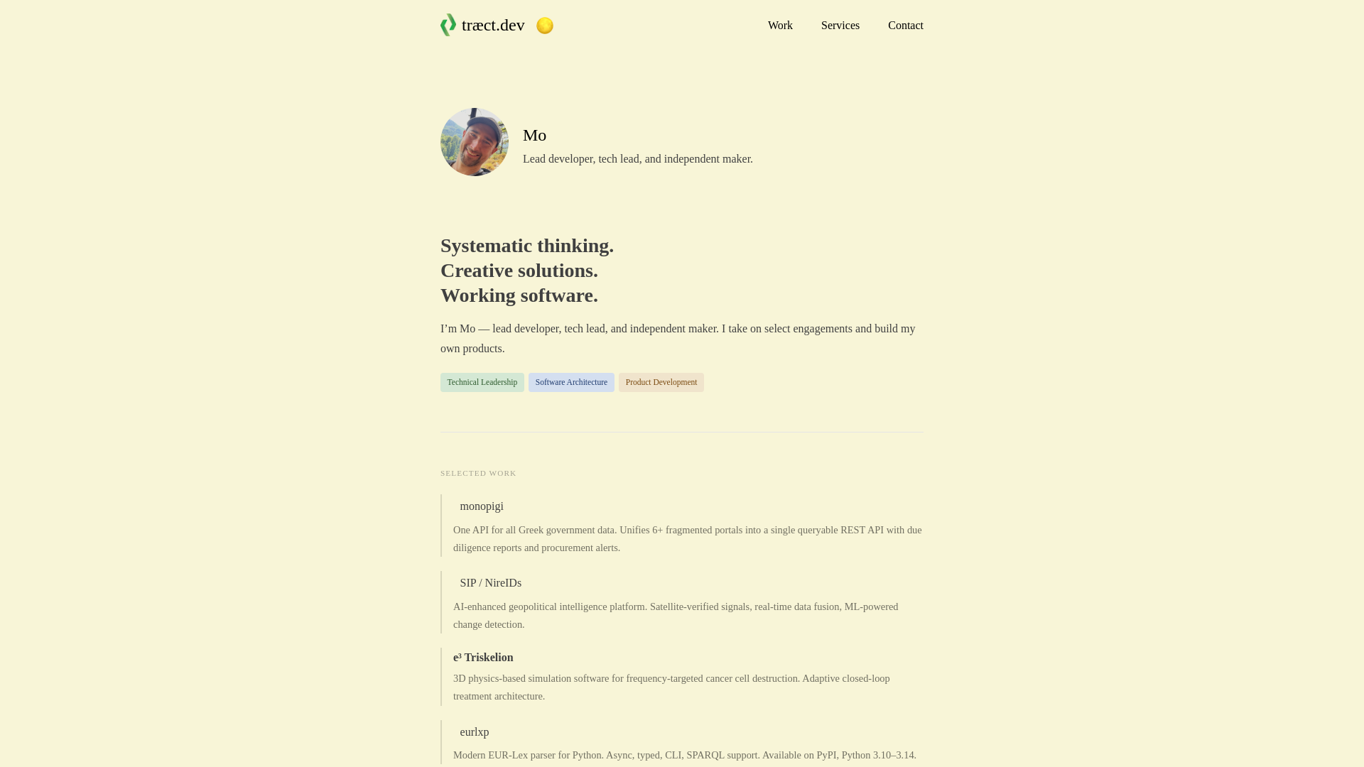 website screenshot of https://traect.pages.dev/