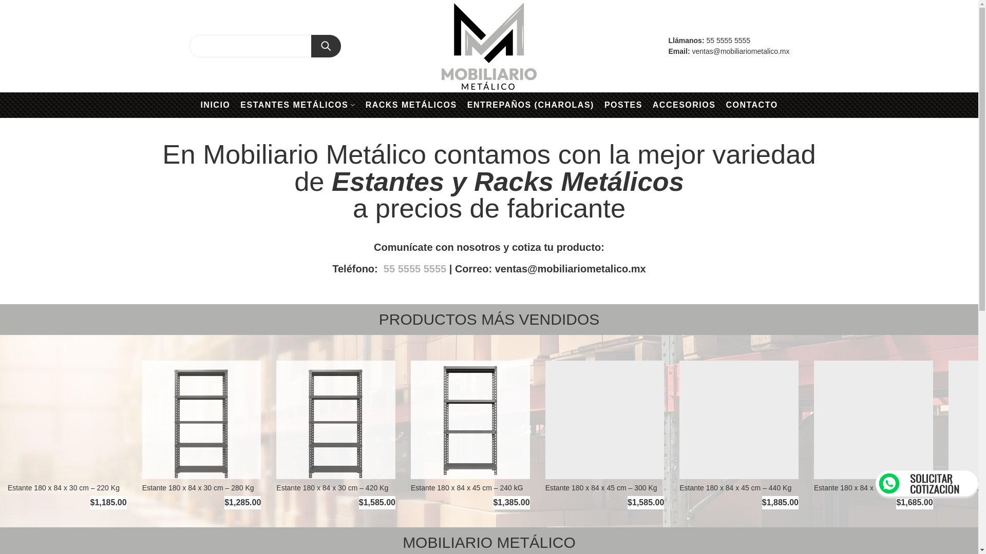 website screenshot of https://mobiliariometalico.com.mx/