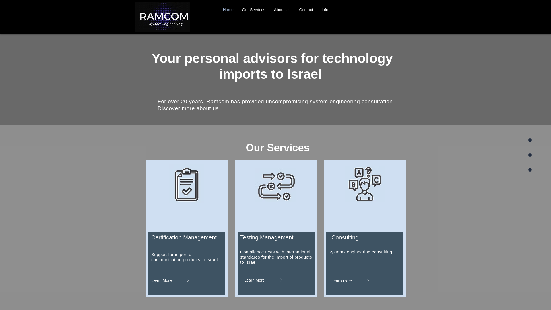 website screenshot of https://ramcom.co.il/