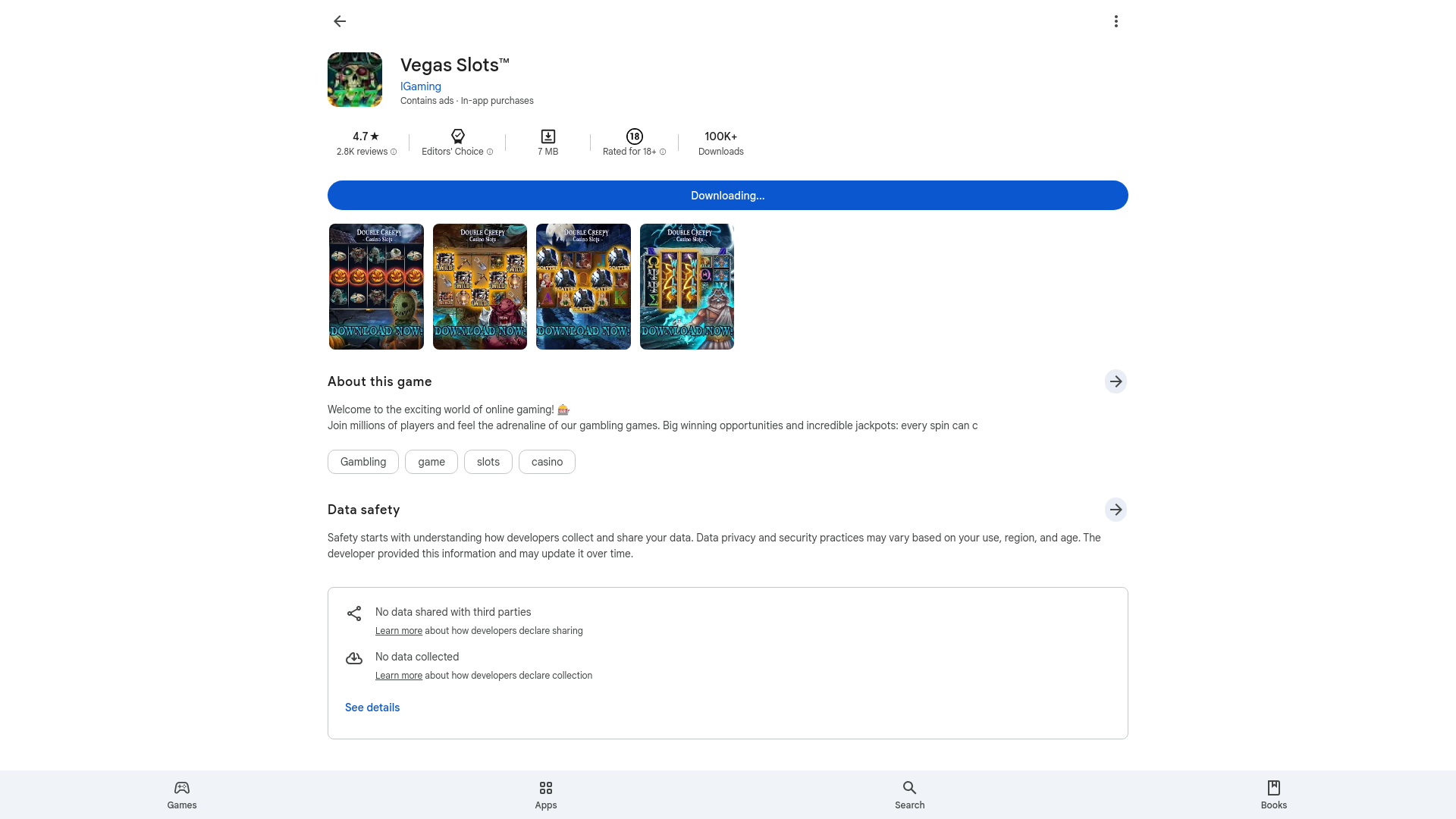 website screenshot of https://halloweenwinslots.online