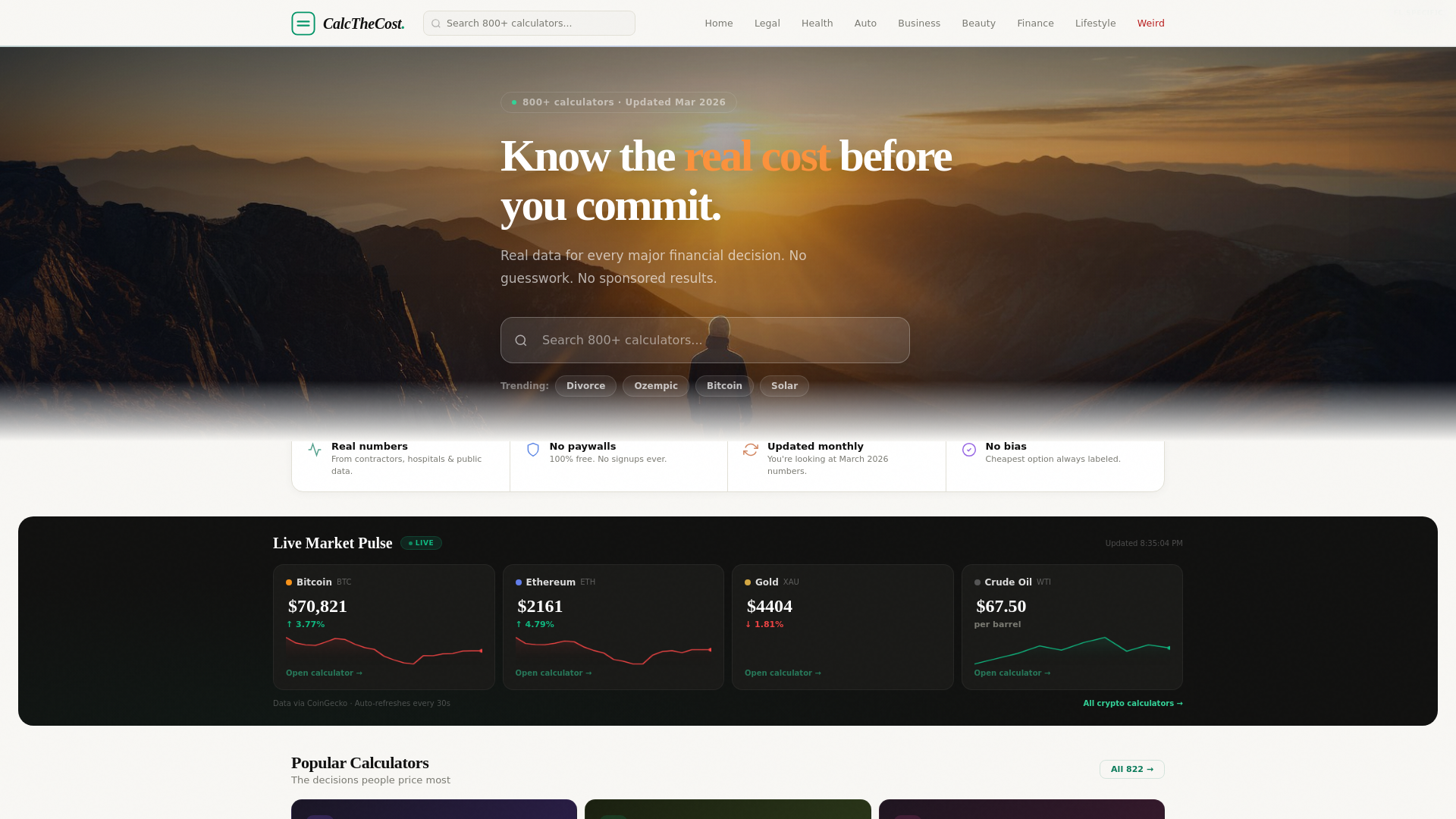 website screenshot of https://calcthecost-pages.pages.dev/