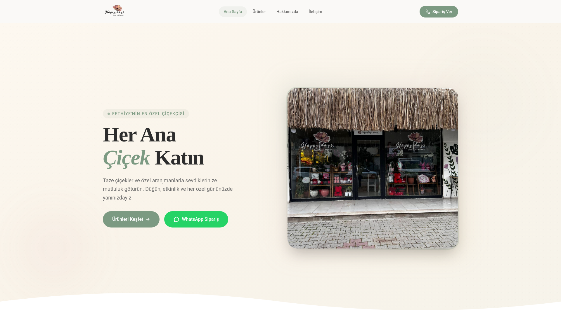 website screenshot of https://fethiyehappydayscicek.com/