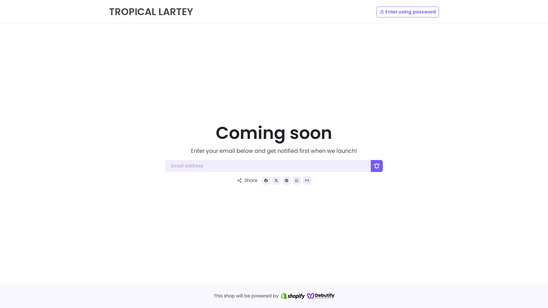 website screenshot of https://tropicallartey.shop/