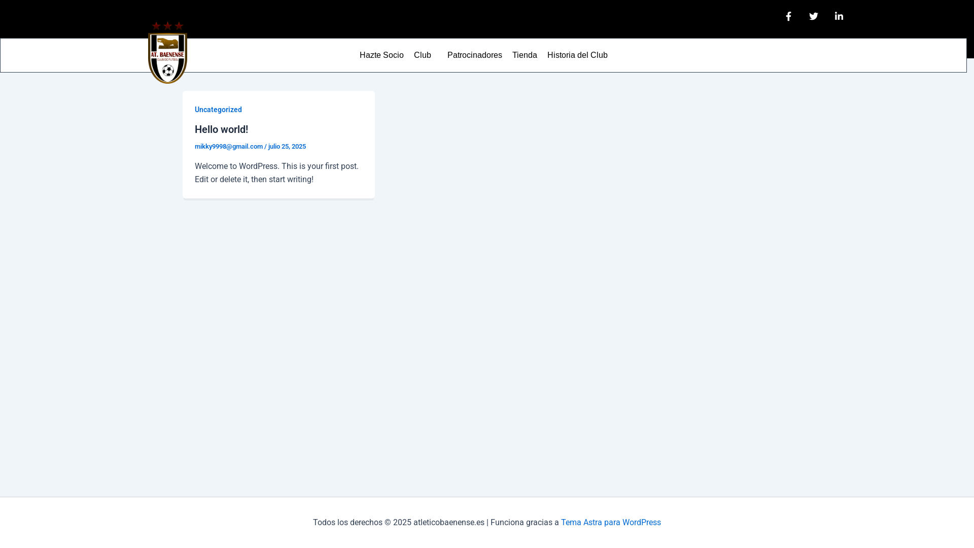 website screenshot of https://atleticobaenense.es/