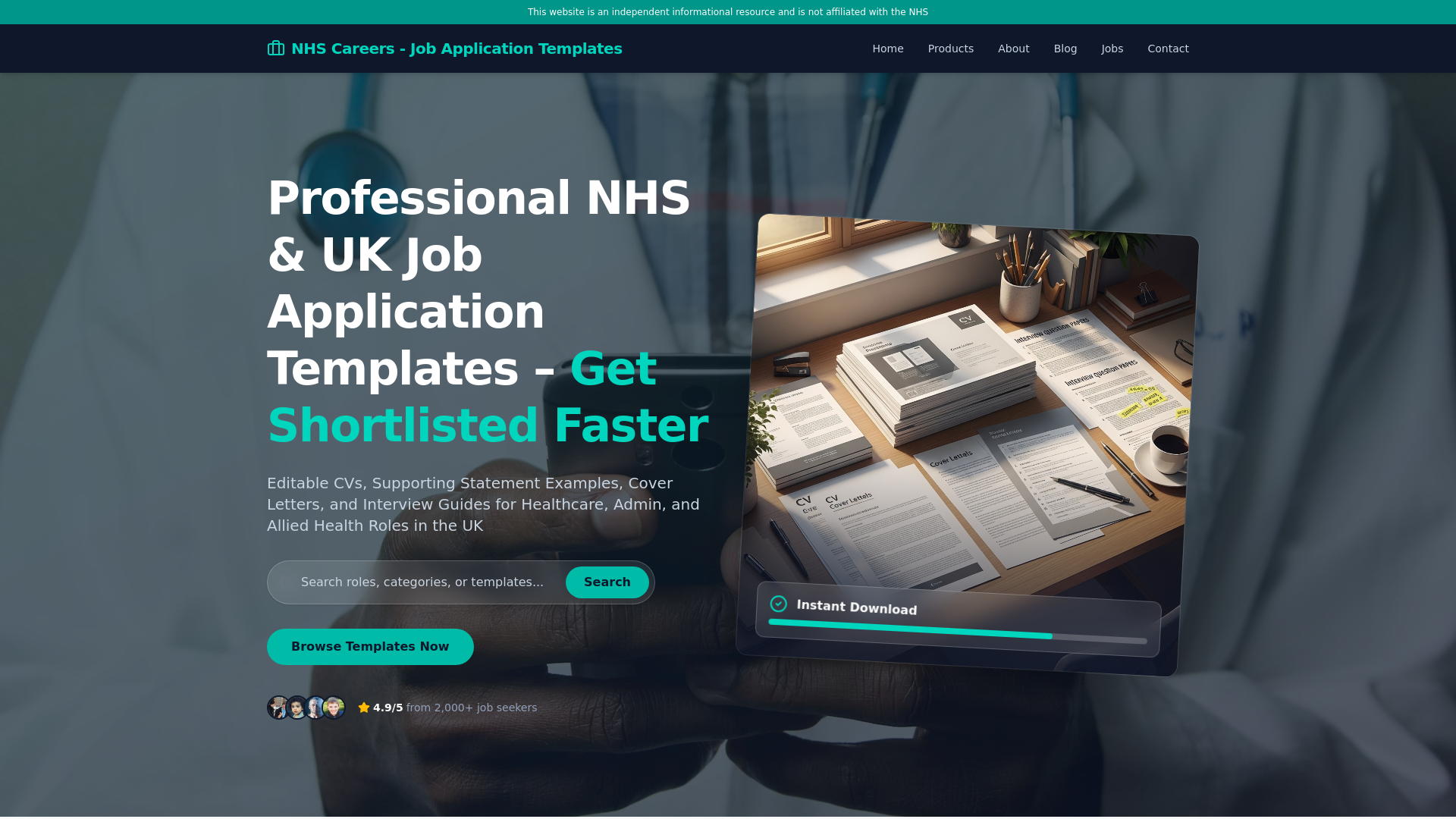 website screenshot of https://nhsscareers.pages.dev/