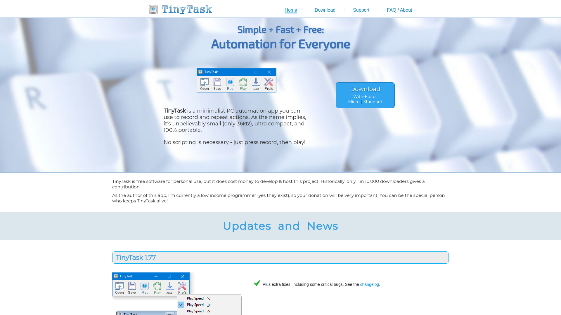 website screenshot of https://tinytask.net/