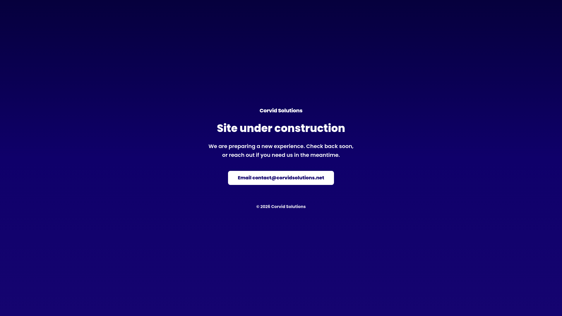 website screenshot of https://corvidsolutions.net/
