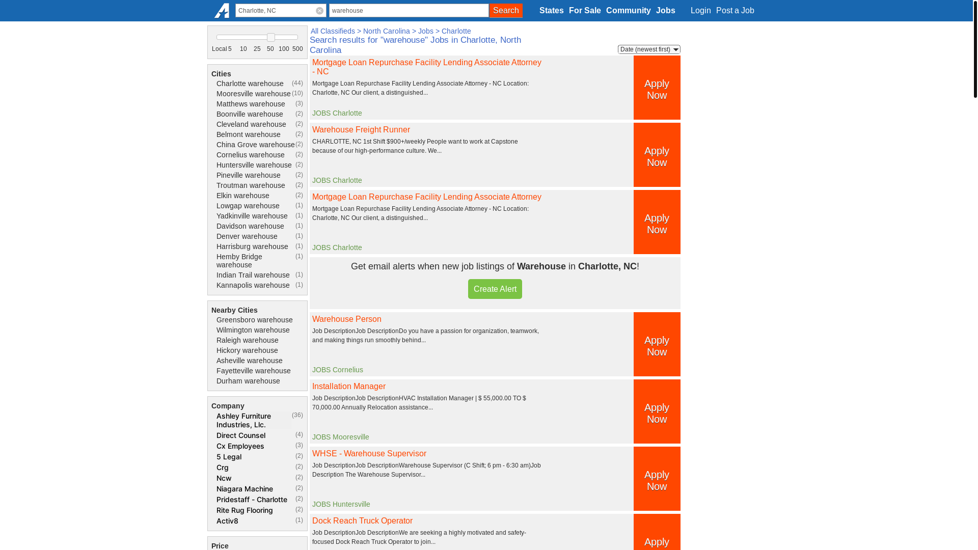 website screenshot of https://charlotte-nc.americanlisted.com/jobs/warehouse/