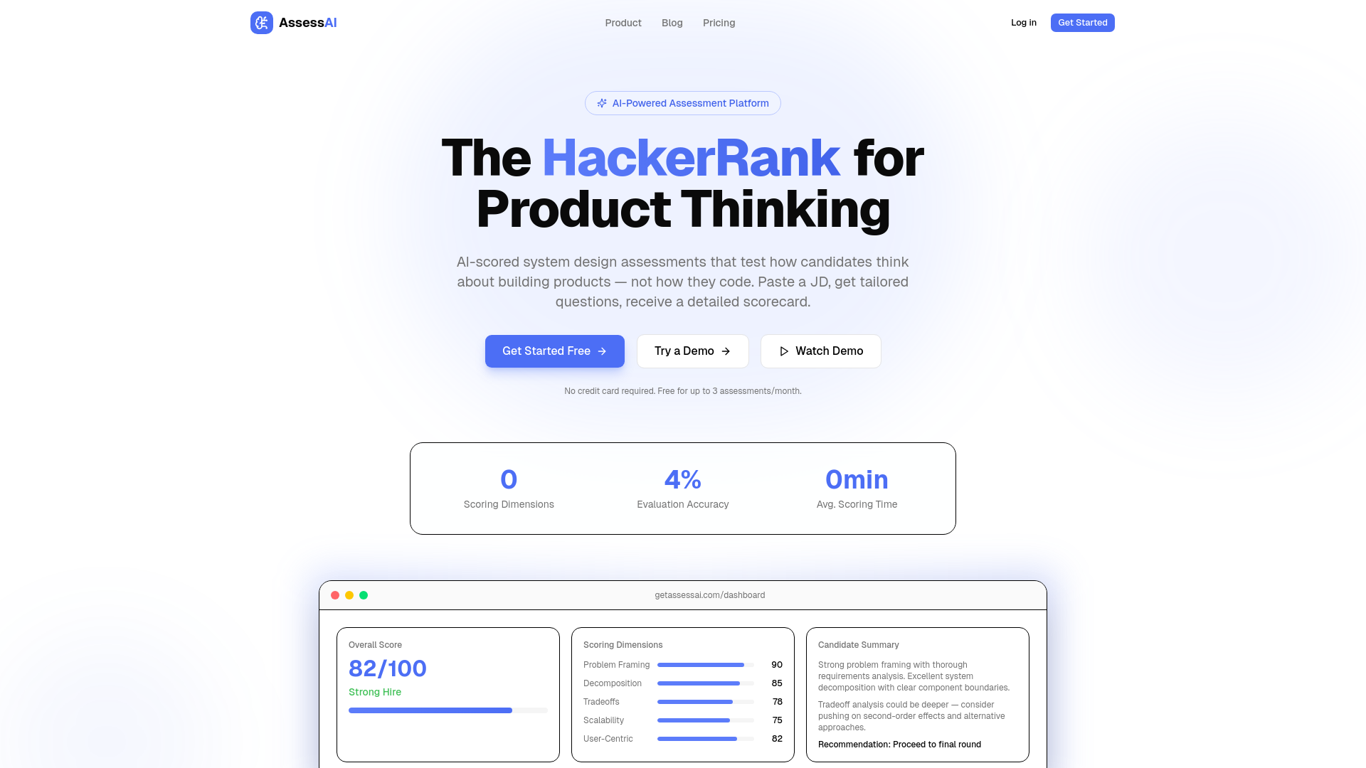 website screenshot of https://getassessai.com