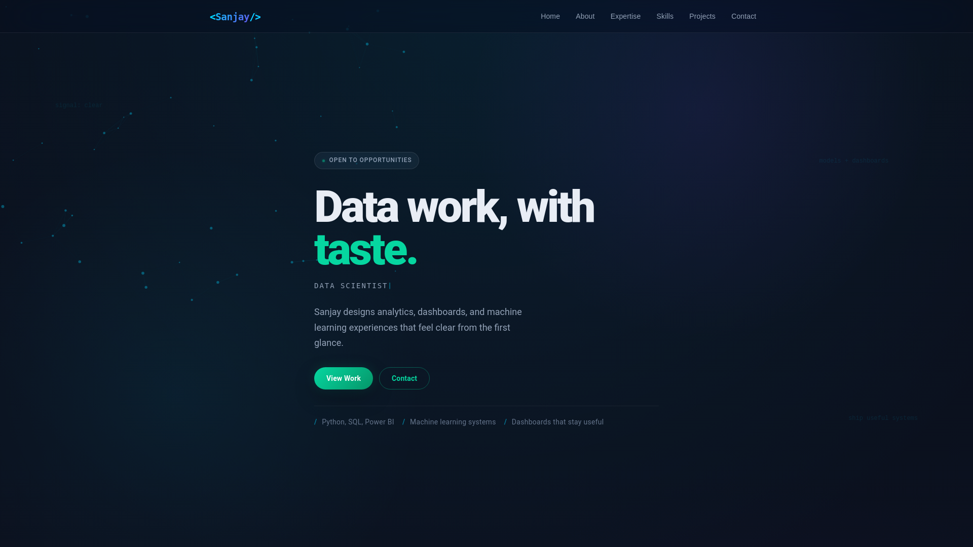 website screenshot of https://sanjaydev.me/