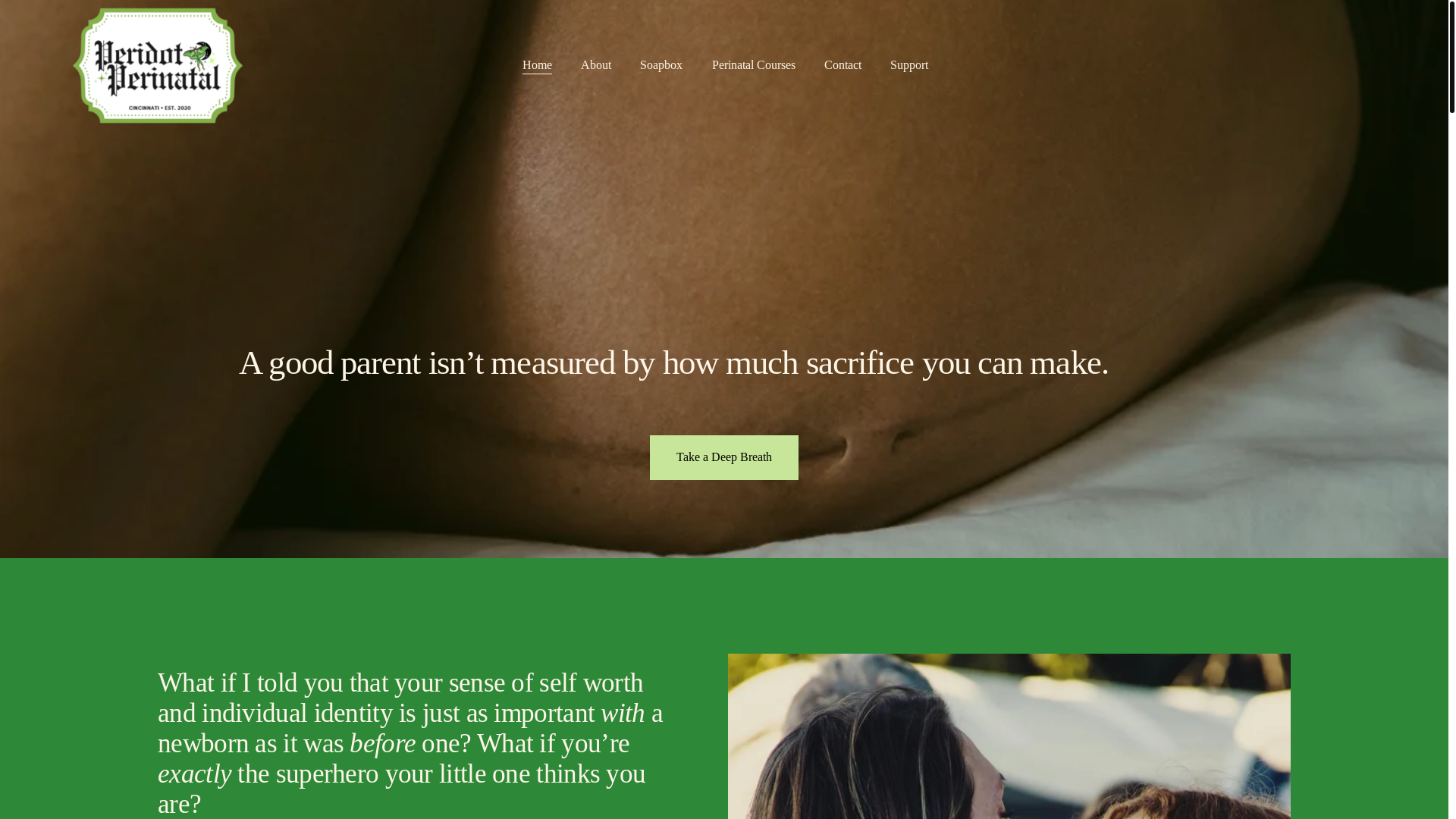 website screenshot of https://peridotperinatal.com/