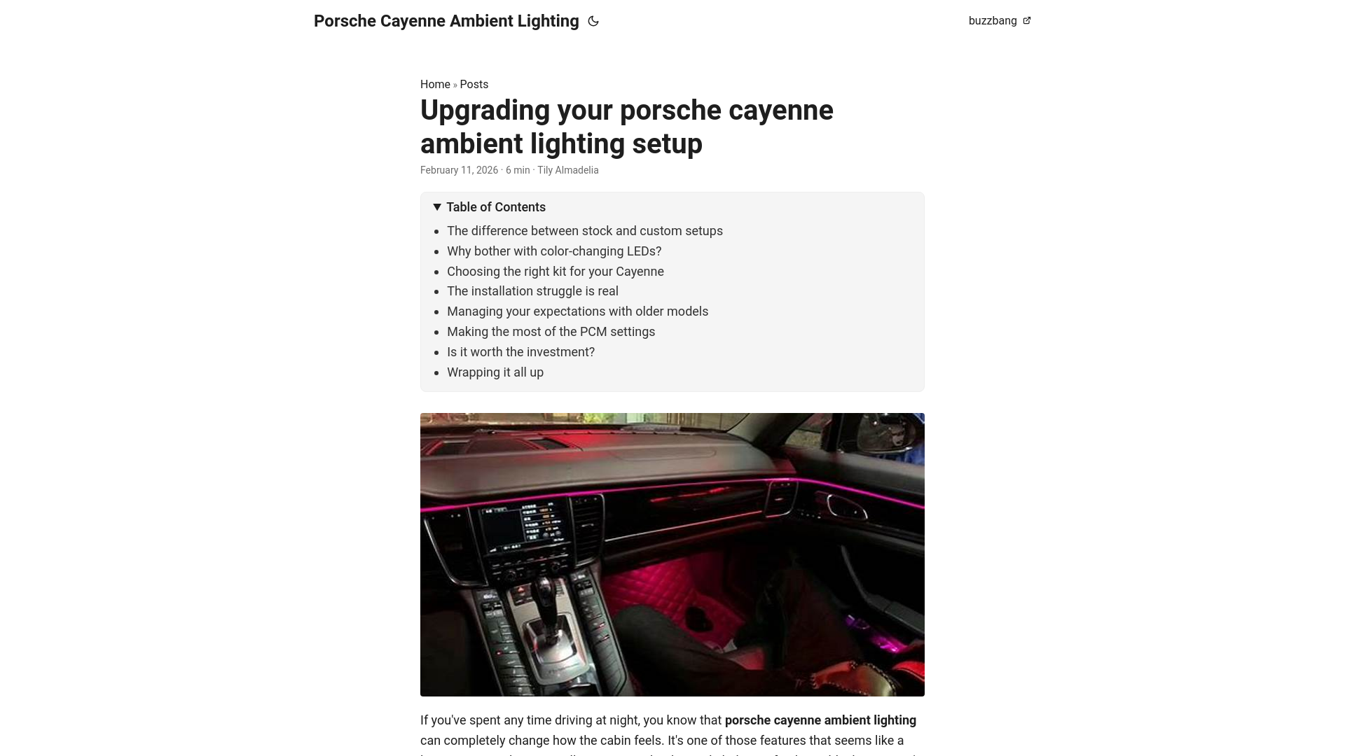 website screenshot of https://porsche-cayenne-ambient-lighting.pages.dev/