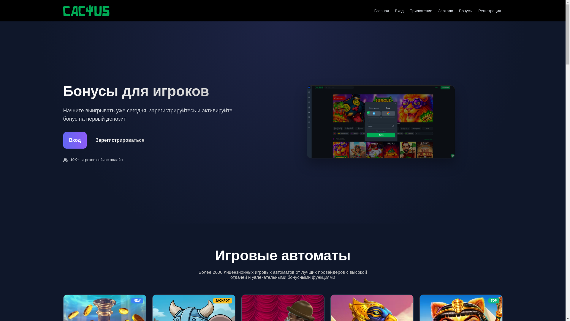 website screenshot of https://cactus-and-games.casino/