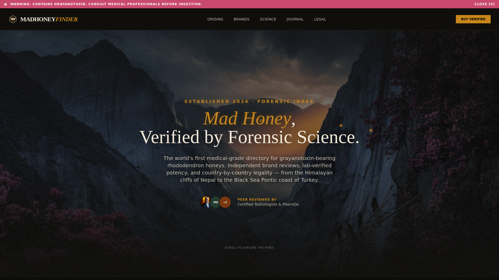 website screenshot of https://madhoneyfinder.com/