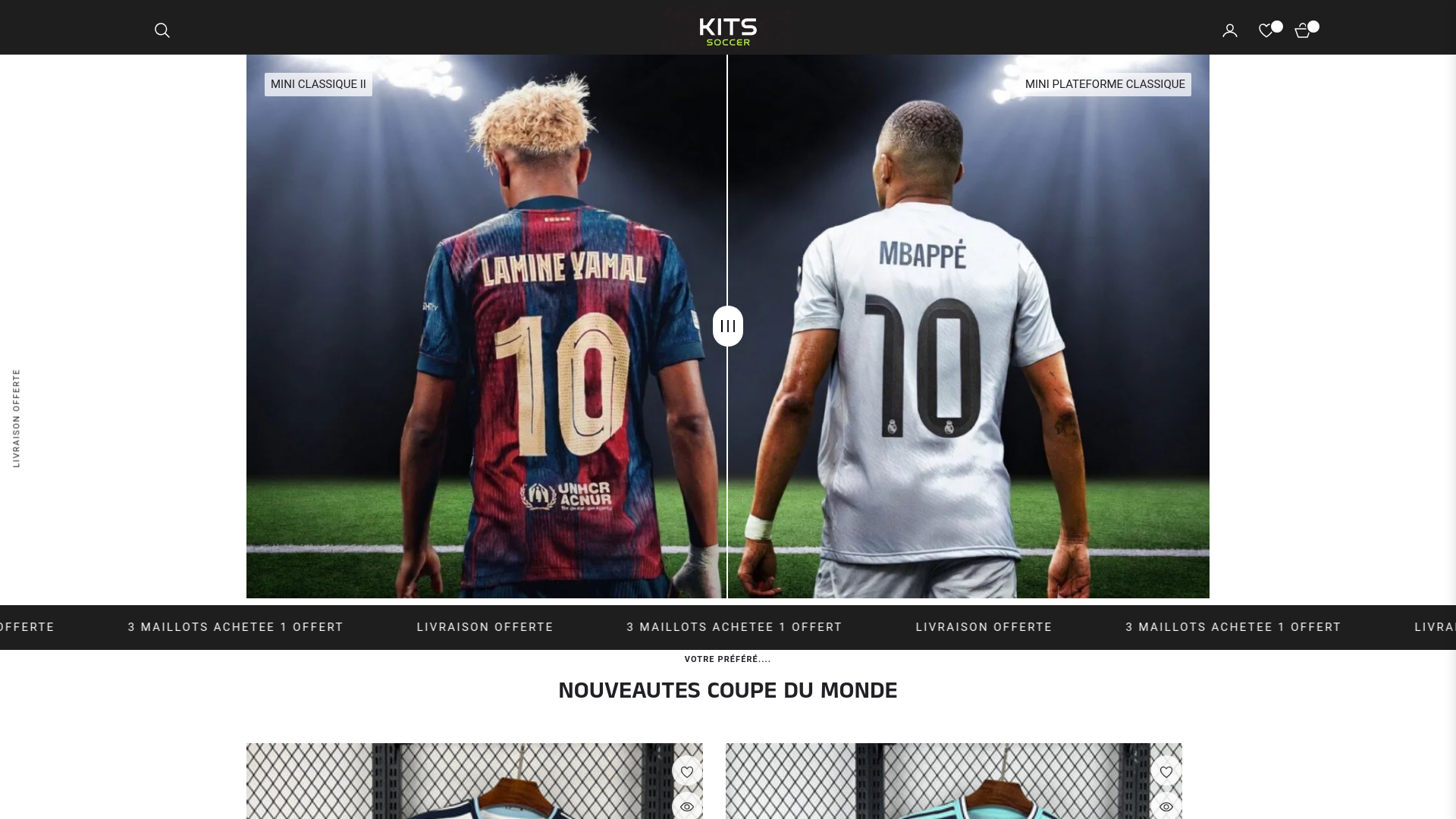 website screenshot of https://kitssoccer.fr