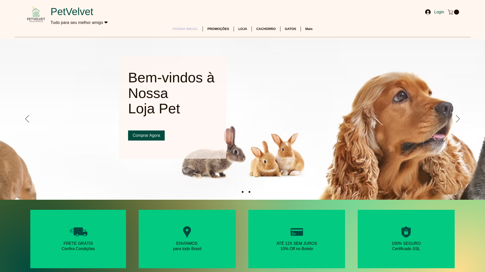 website screenshot of https://petvelvet.com.br/