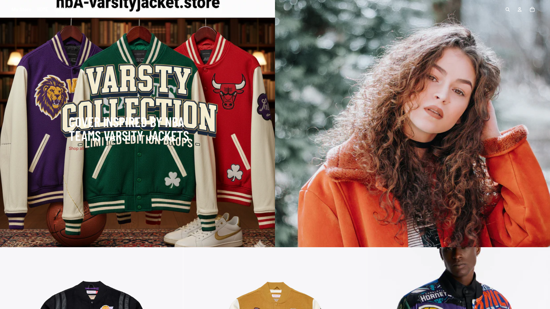 website screenshot of https://nba-varsityjacket.store/