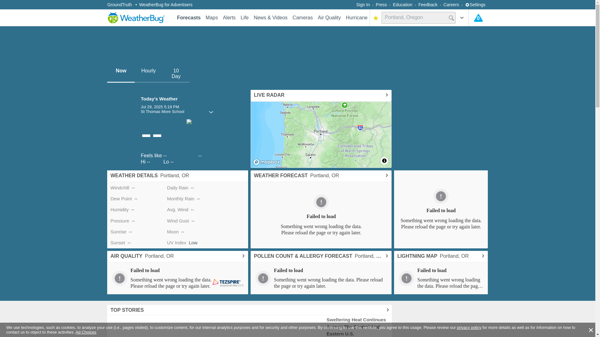 website screenshot of https://fastweatherbug.com/