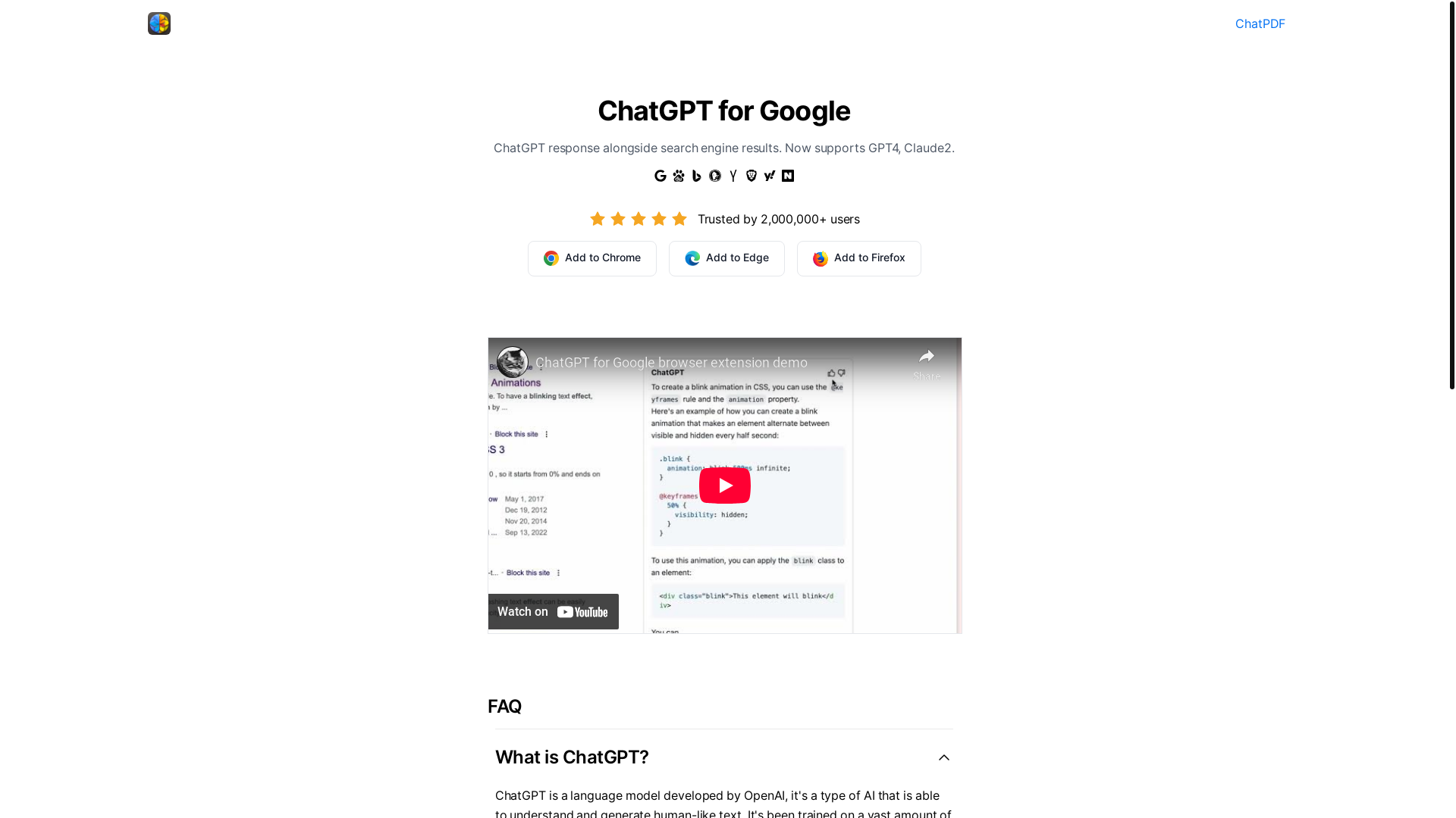 website screenshot of https://chatgpt4google.com