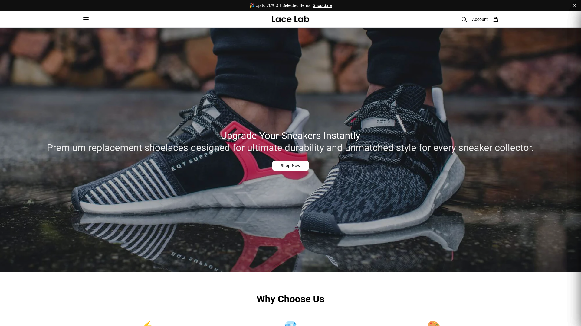website screenshot of https://shoplacelab.shop/