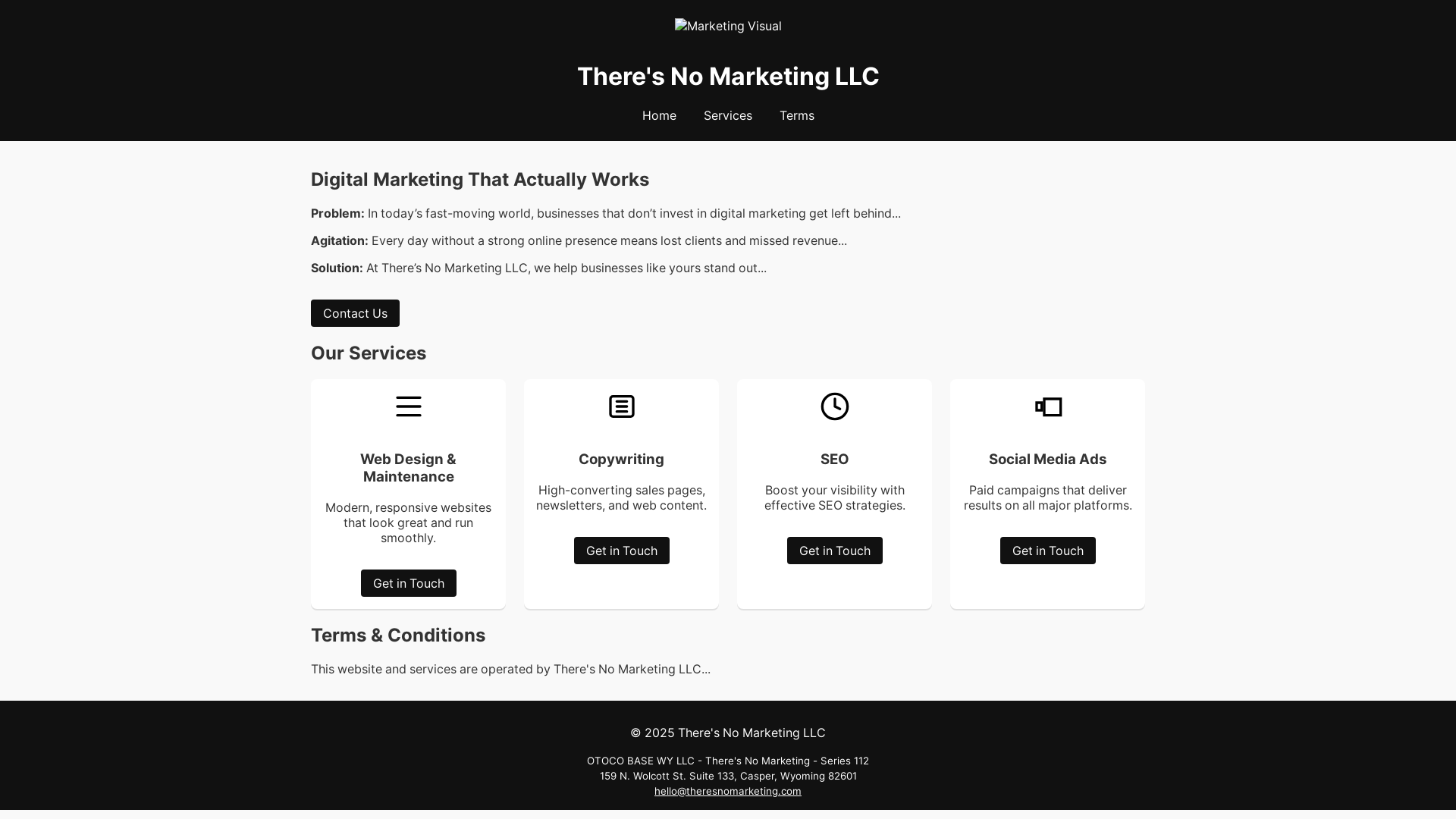 website screenshot of https://theresnomarketeing.pages.dev/