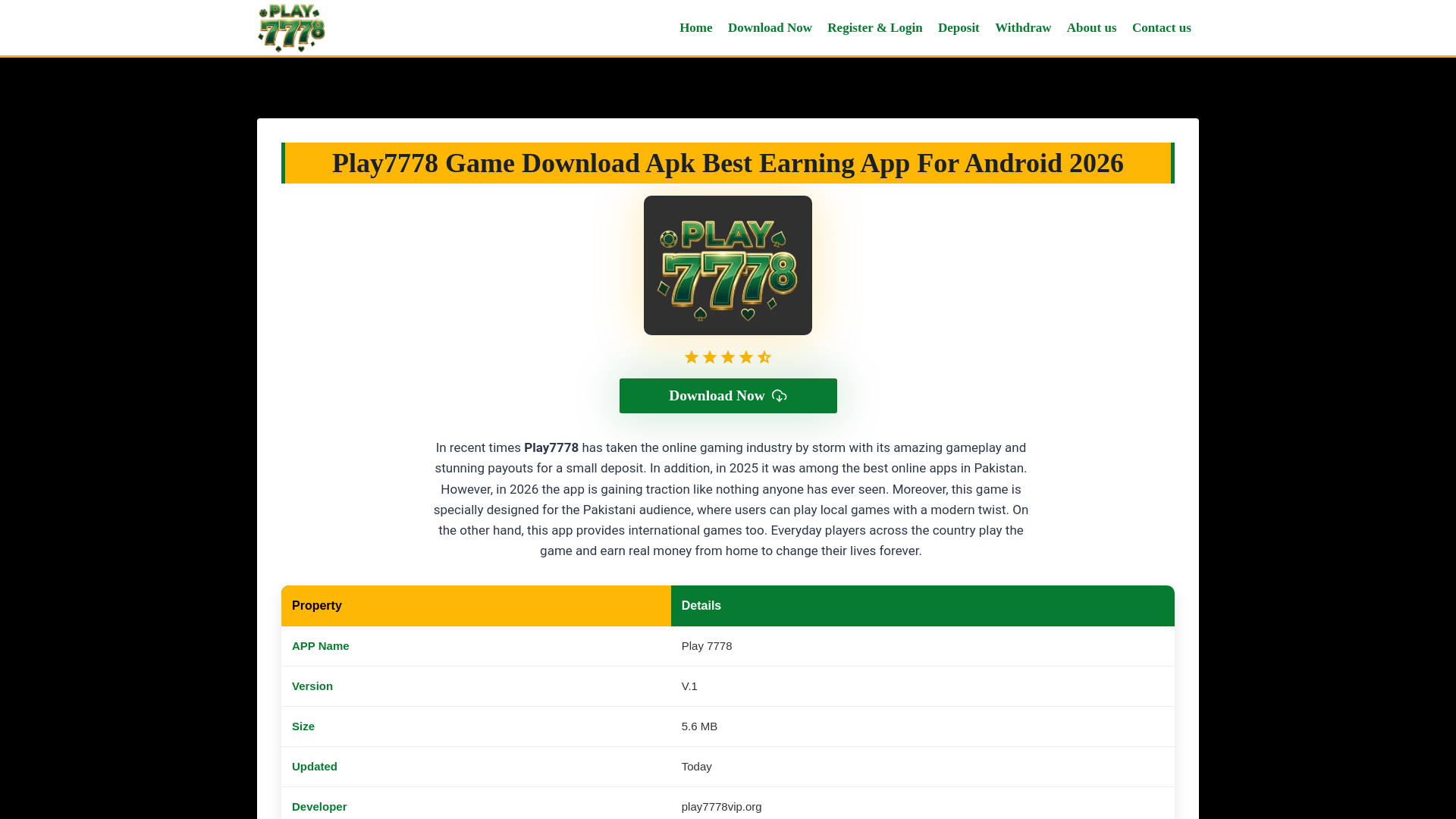 website screenshot of https://play7778vip.org/