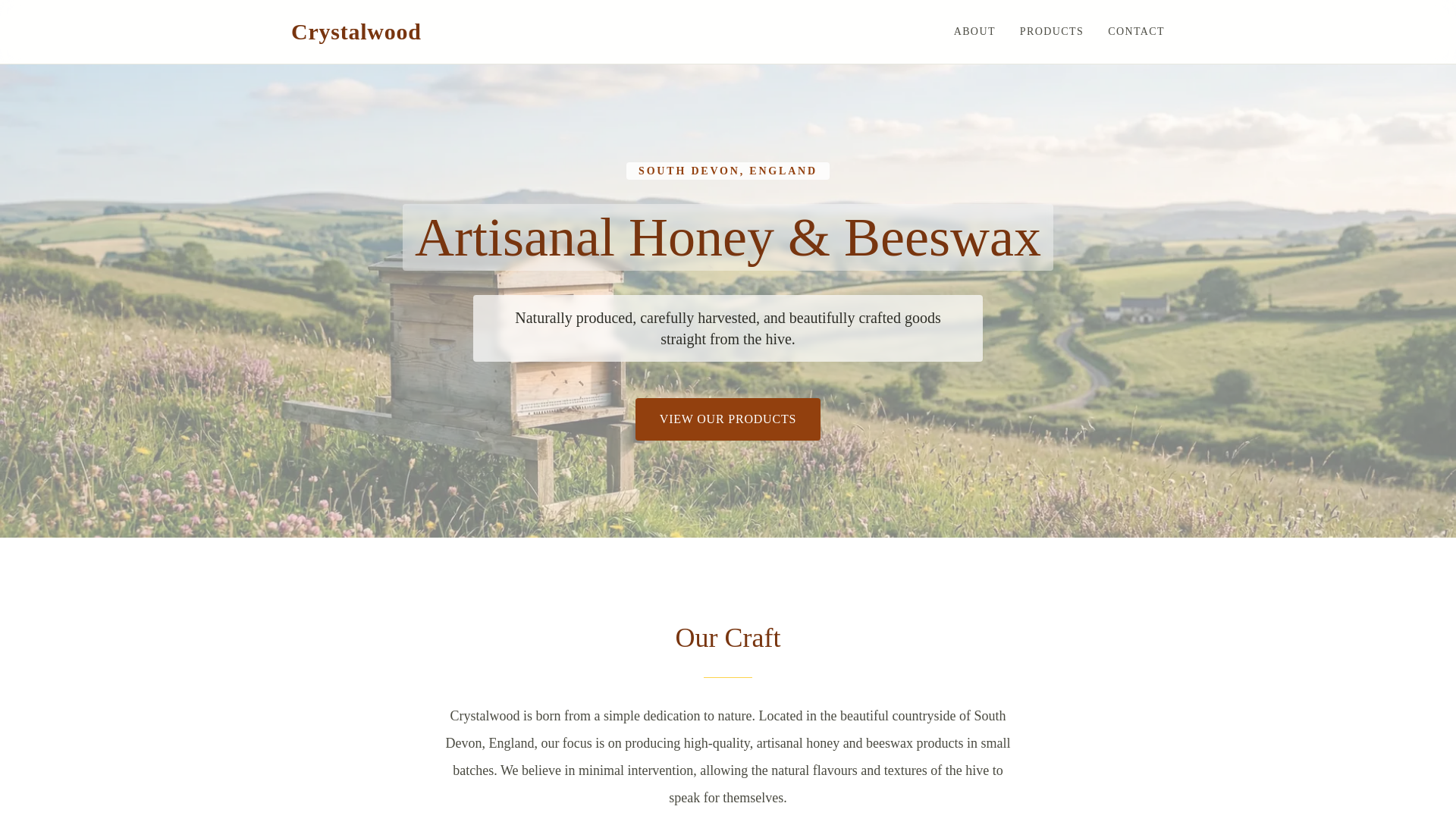 website screenshot of https://crystalwood.uk/