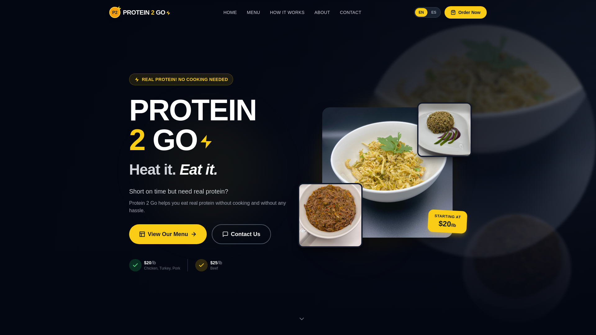 website screenshot of https://protein2go.shop/