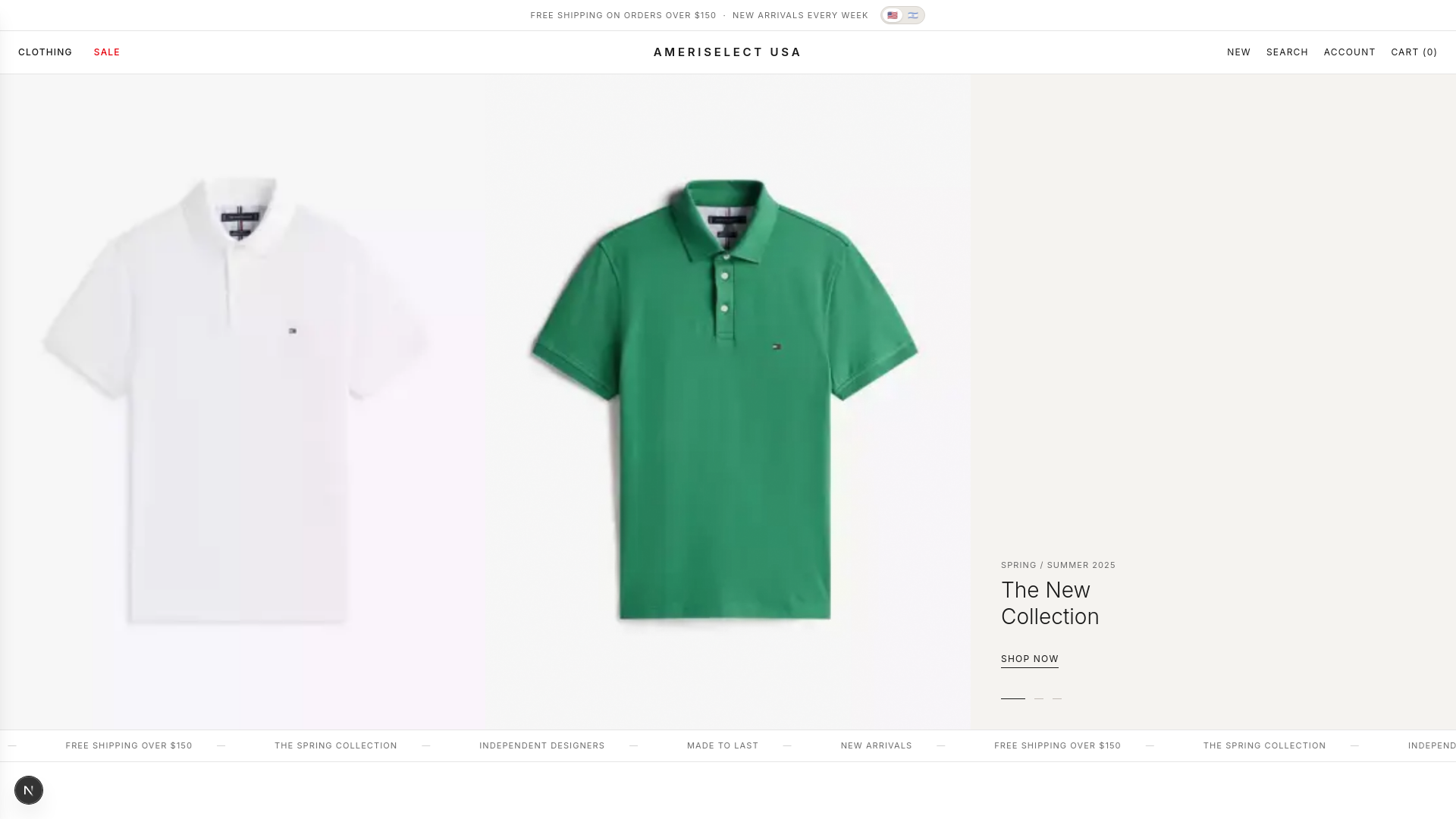 website screenshot of https://ameriselectusa.shop/