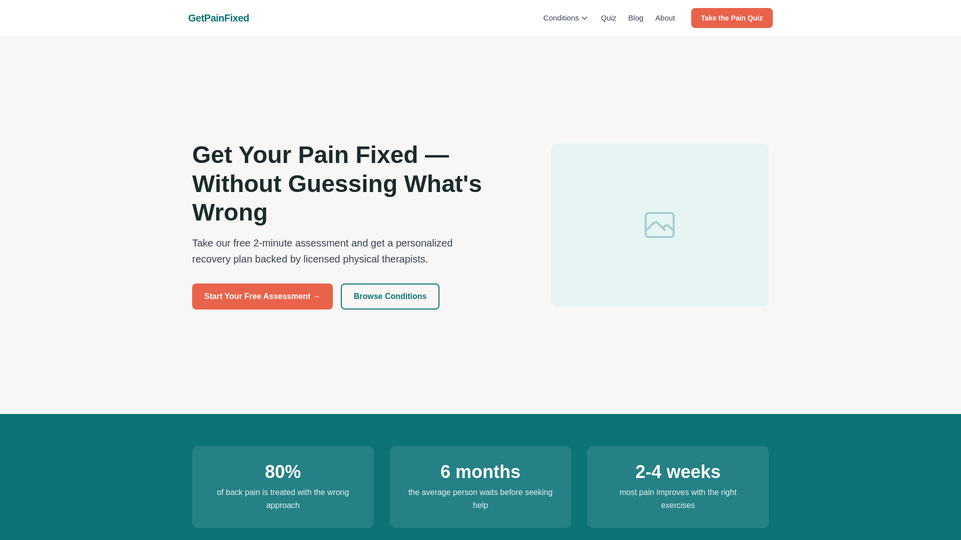 website screenshot of https://getpainfixed.pages.dev/